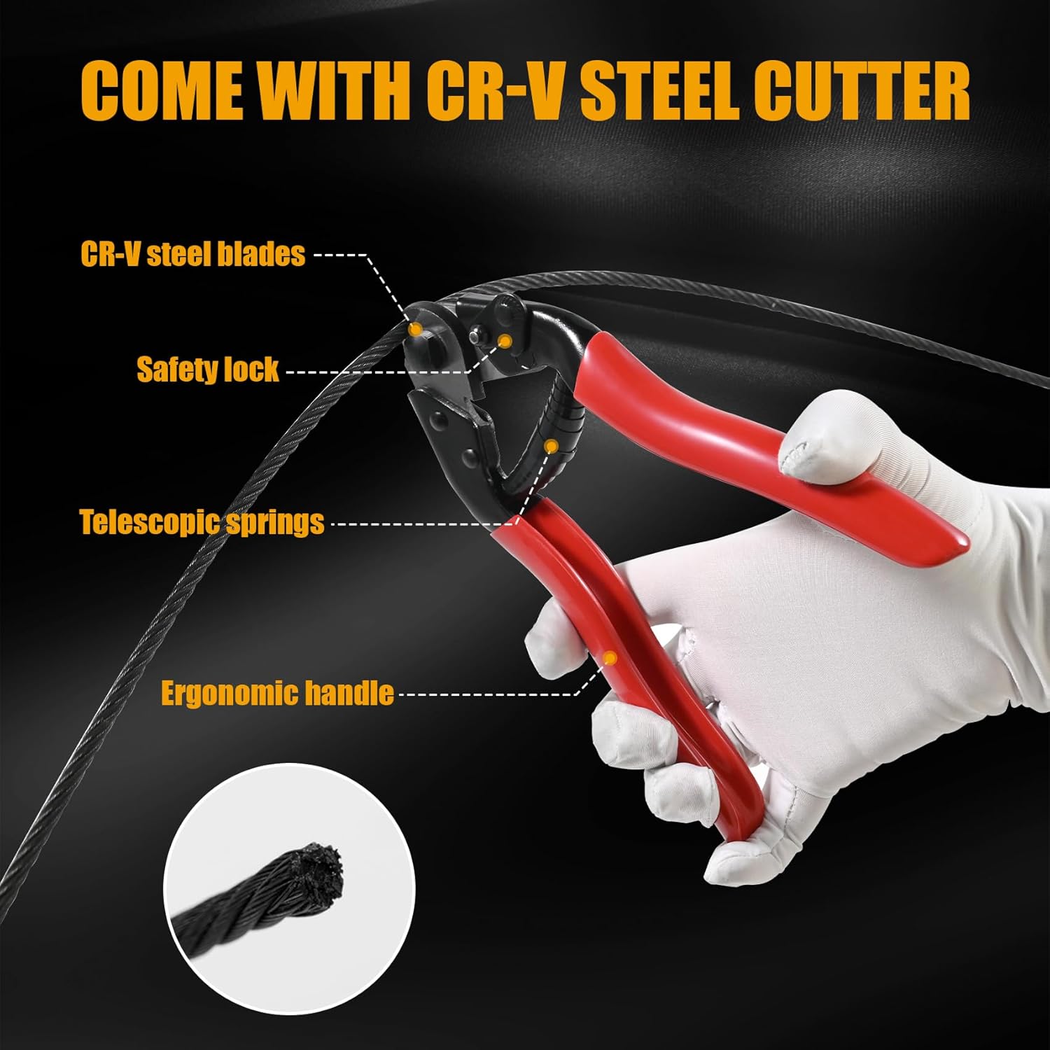 100FT 1/8" Stainless Steel Cable Black 7x7 Strands Aircraft Cable T316 Wire Rope with Cable Cutter 1800lbs Breaking Strength for Deck Cable Railing, Stair, Fence, DIY Balustrades