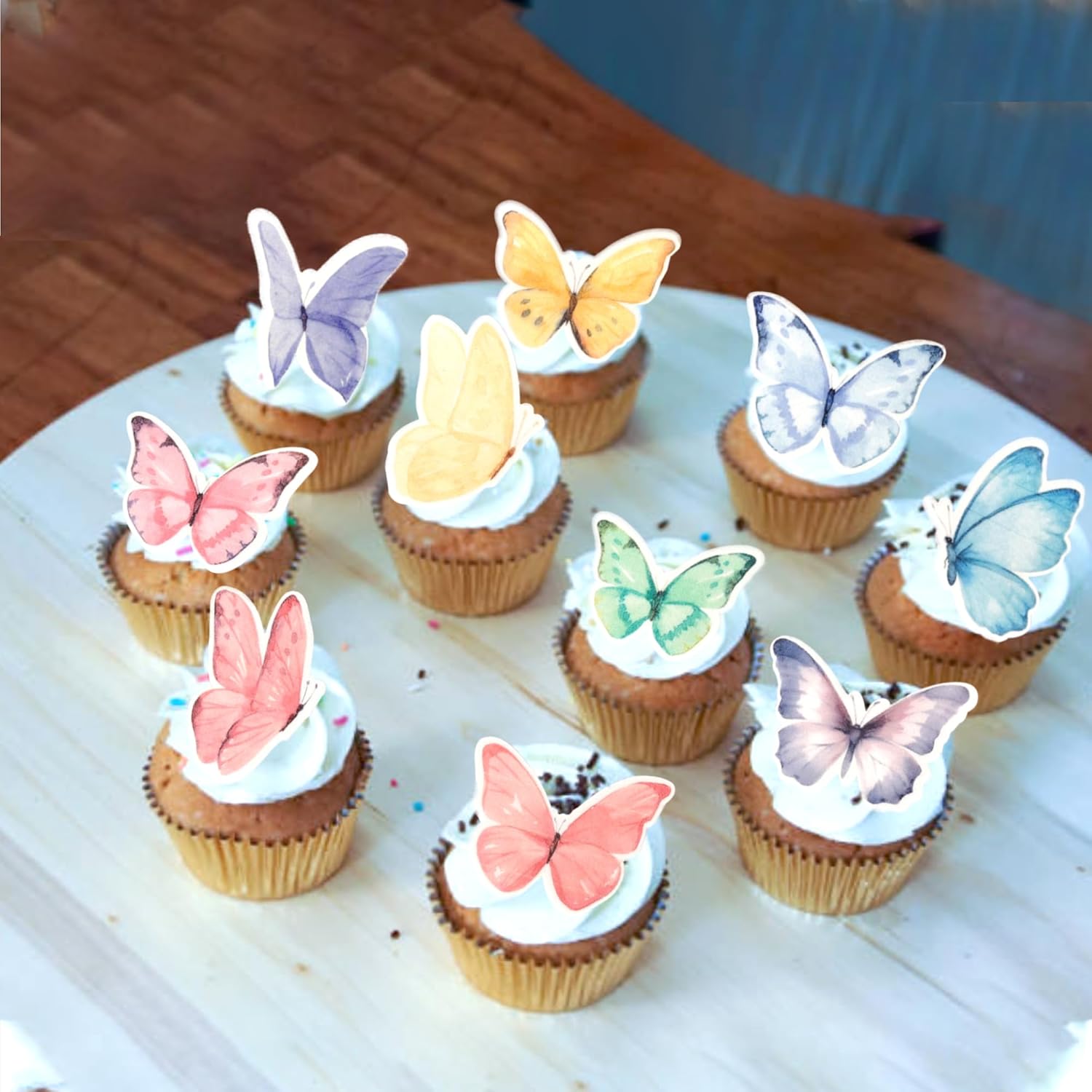 60 PCS Edible Butterfly Cupcake Toppers Edible Fondant for Cake Wafer Paper Butterflies Cupcake Picks Butterfly Cake Decorations Butterflies Theme Birthday Anniversary Wedding Party Supplies Colorful
