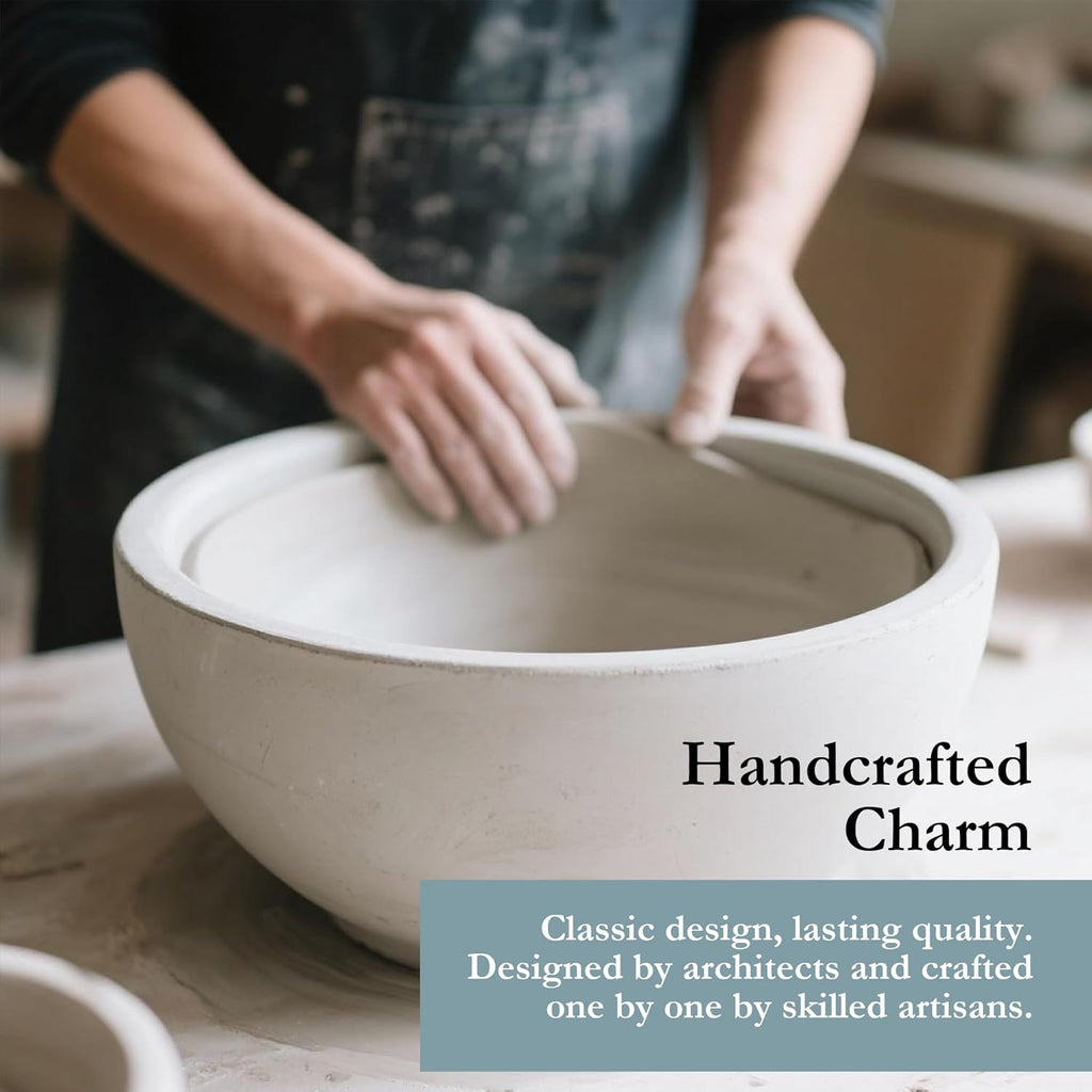 Worth Garden 12" Dia x 15" H Grey Round Planter – Lightweight Magnesium Oxide Cement Plant Pot with Texture – Raised Pattern Concrete Look – Drainage Hole – Indoor & Outdoor Use