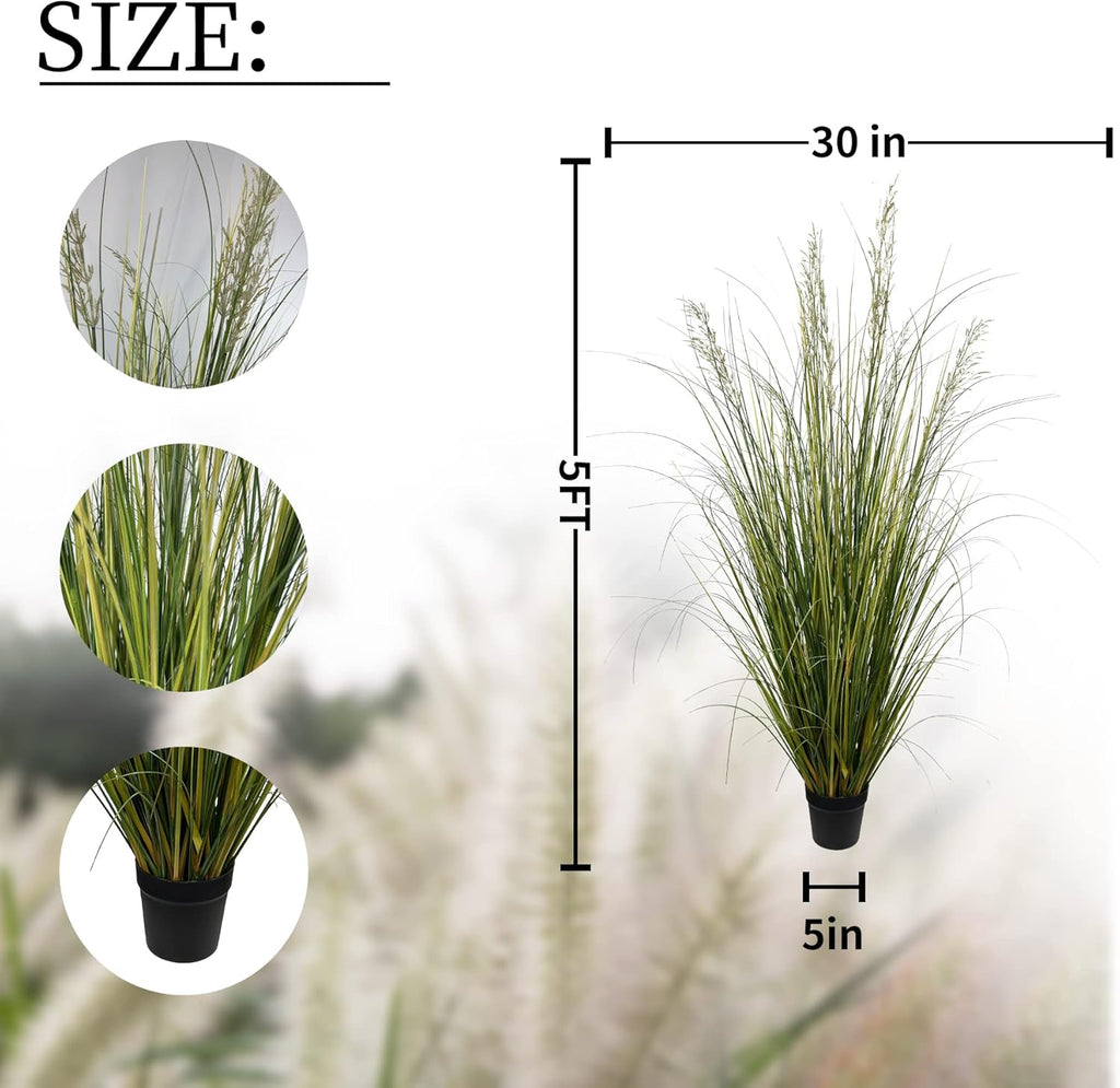 Artificial Plant 5ft(2pack) Tall Artificial Grass Plant,Faux Plants Indoor Home Decorative Artificial Plants & Flowers in Pot Fake Plant, House Plant Indoor