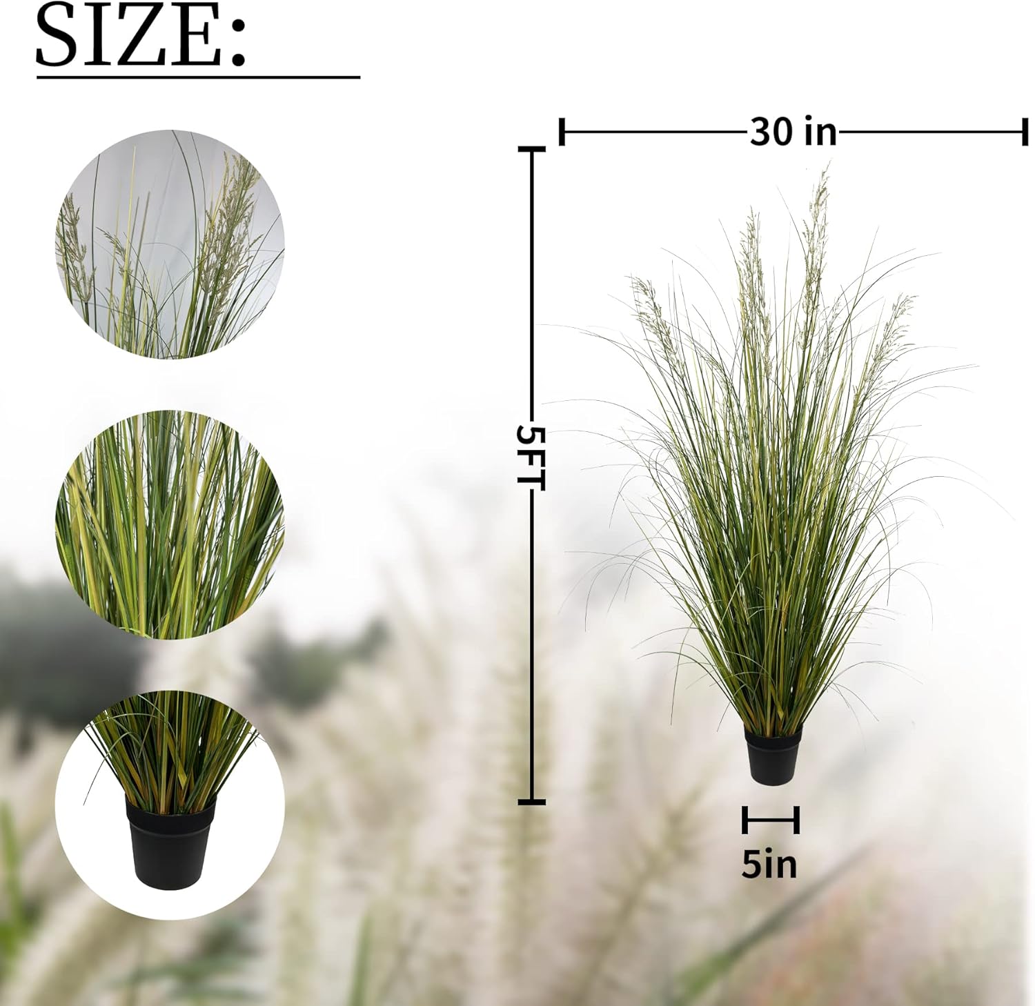 Artificial Plant 5ft(2pack) Tall Artificial Grass Plant,Faux Plants Indoor Home Decorative Artificial Plants & Flowers in Pot Fake Plant, House Plant Indoor