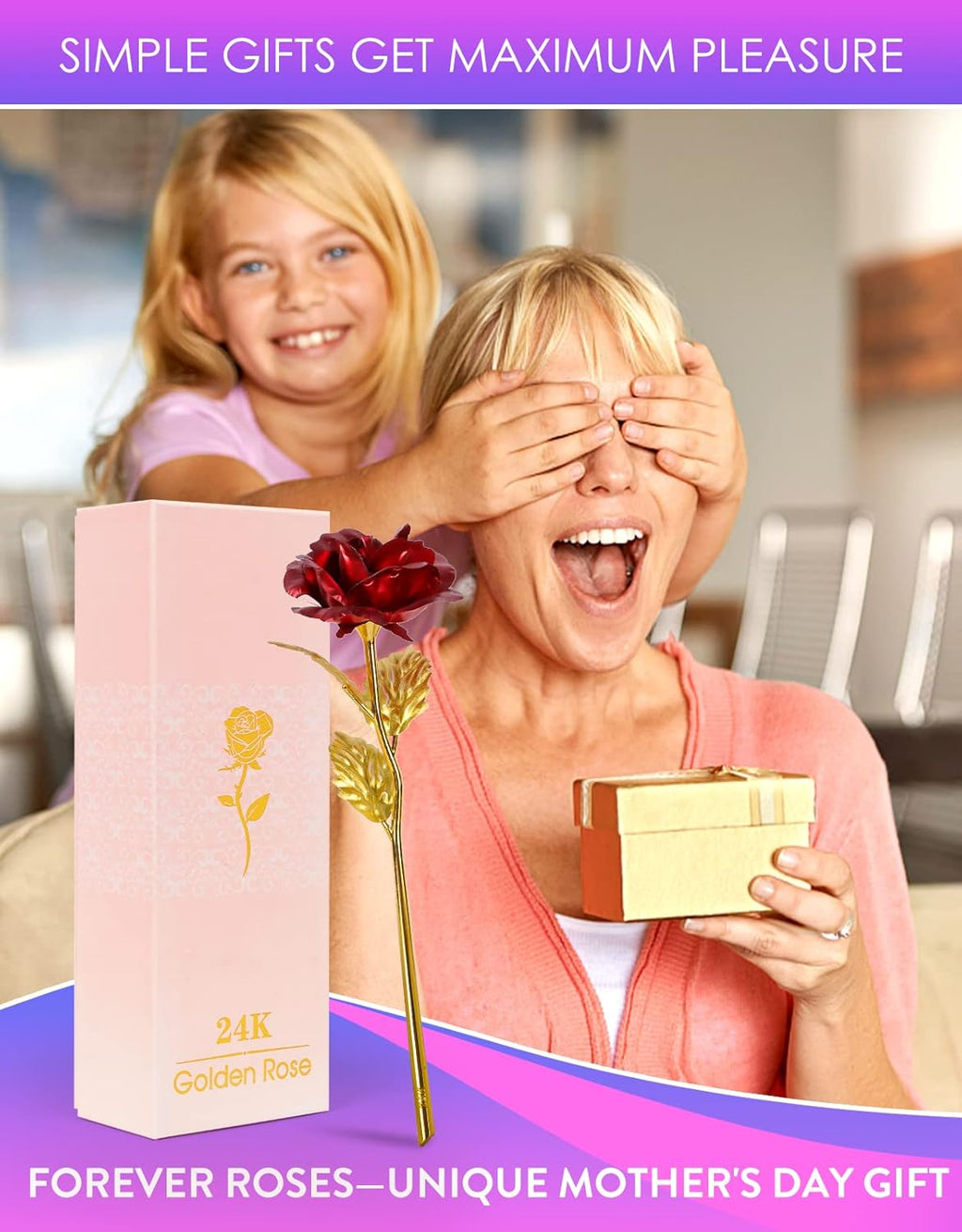 Mothers Day Mom Gifts for Women Birthday Gifts for Women Galaxy Rose Glass Flowers Forever Eternal Roses Artificial Flowers Gifts for Grandma Wife Daughter