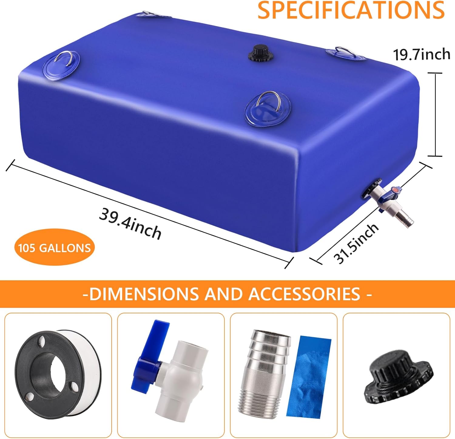 Water Tank, Water Storage Bladder, Portable Water Tank, Water Bladder Tank, Large Water Storage, Water Storage Containers for Camping, Garden, Emergency Water Storage Black