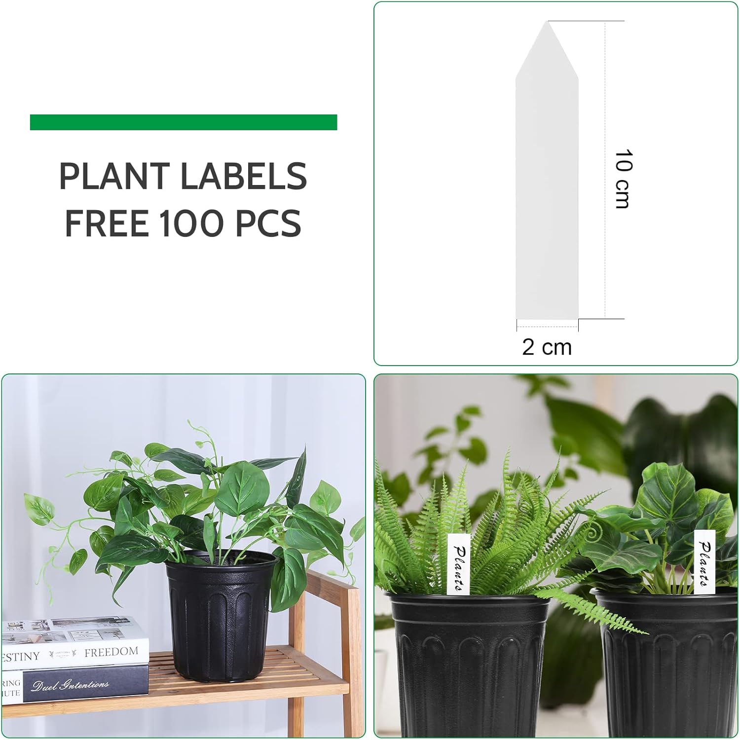 JERIA 100-Pack 1 Gallon Flexible Plant Nursery Pots with 100Pcs Plant Labels,Thickened Soft Plastic Seedling Pots,Seed Starting Pot Flower Plant Container for Succulents，Seedlings