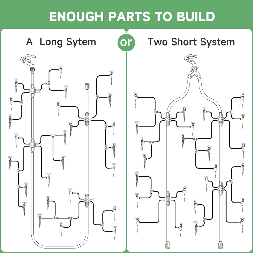 Quick-Connect 200FT Drip Irrigation System Kit, Automatic Garden Plant Watering System for Greenhouse, Yard, Lawn, with 1/2 inch 1/4 inch Irrigation Tubing Hose and Accessories