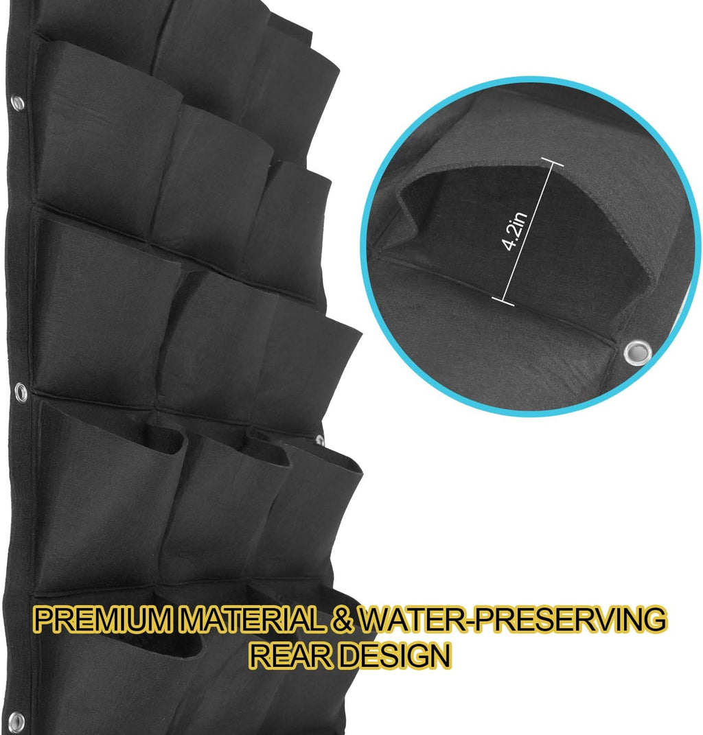 ZOENHOU 2 Pack Total 36 Roomy Pockets Vertical Garden Planter, Wall-Hanging Flower Pot Bags, Felt Wall Mount Balcony Planter Pouch for Herbs, Succulent, Flowers and Vegetables