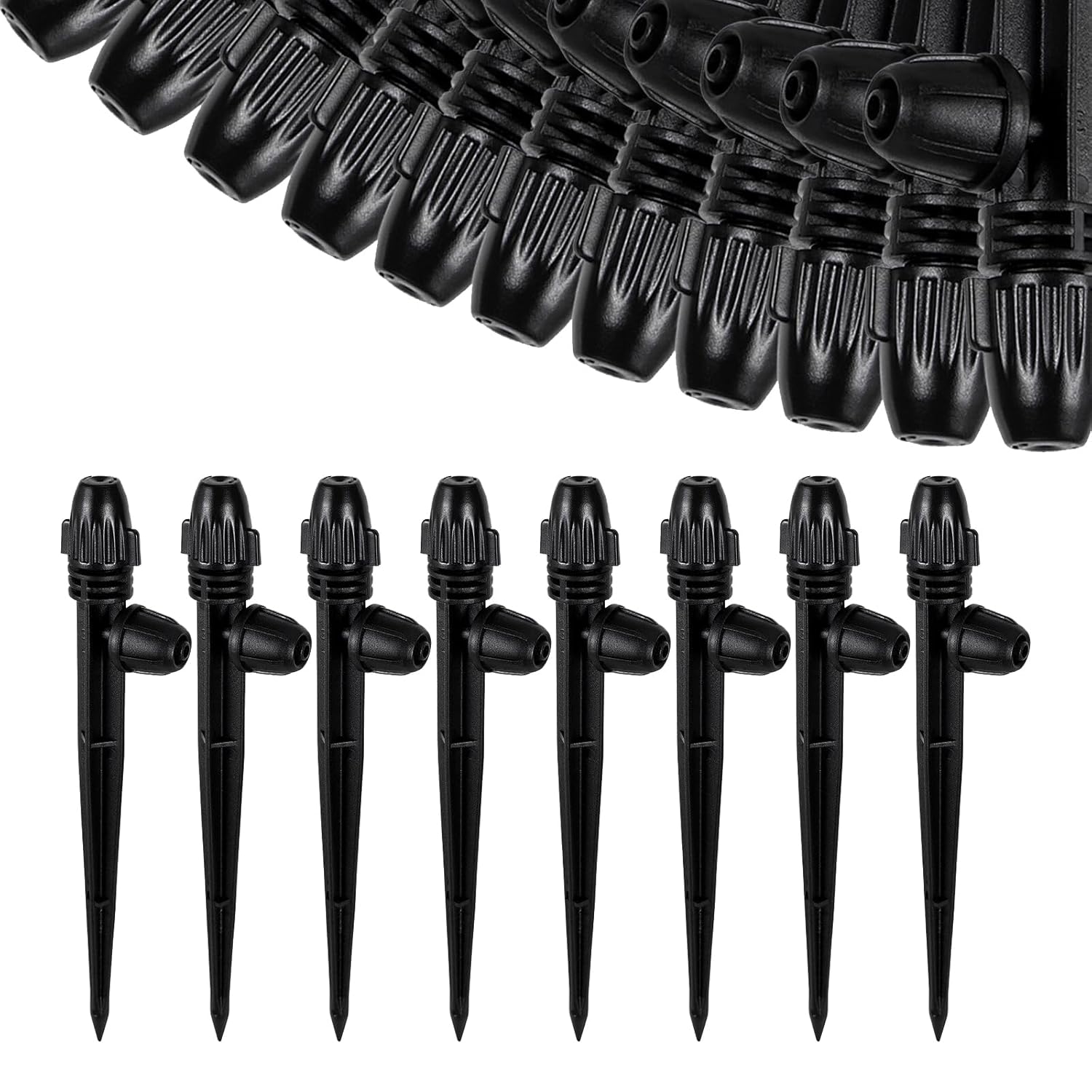 20 Pcs Drip Irrigation Misting Spray Emitters,360 Degree Adjustable Atomizing Nozzles Drip Line Misting Emitters for 1/4" Irrigation Tubing Micro Drip Misting Sprinkler for Garden Watering System