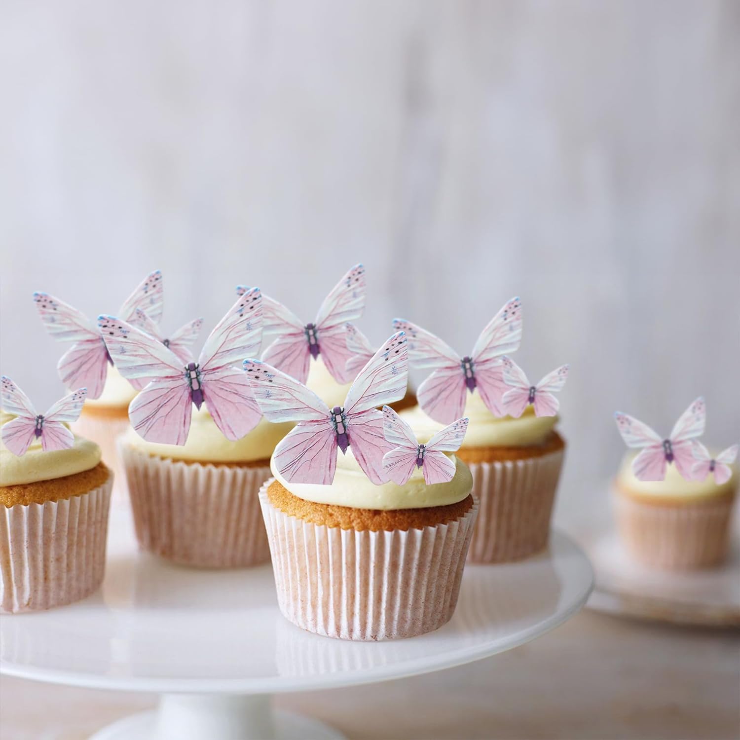 Ephlyn 72Pcs Edible 3D Butterfly Cupcake Toppers Cute Butterfly Picks Realistic 3D Butterfly Cupcake Decorations for Butterfly Theme Baby Shower Bridal Shower Birthday Decorations Purple