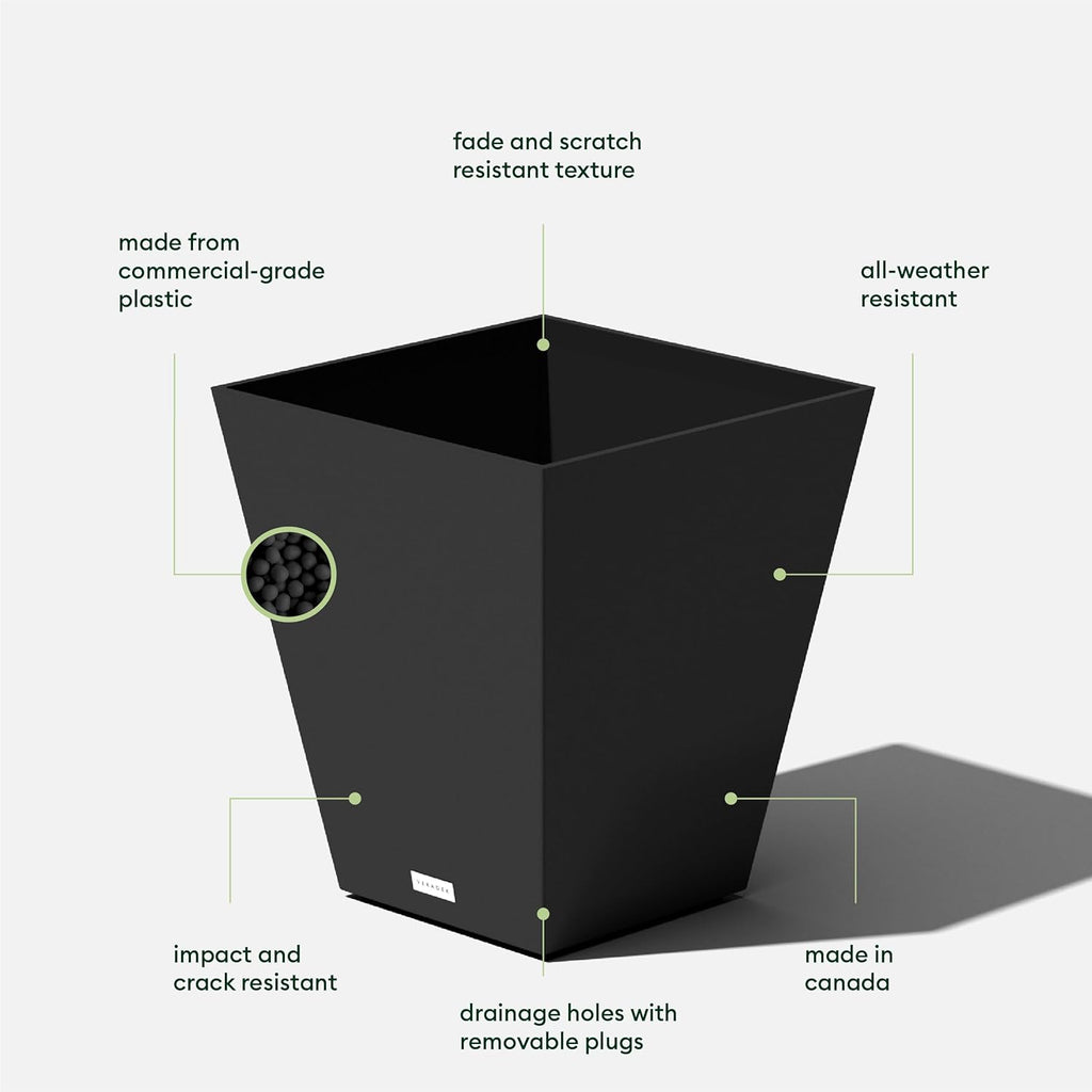 Veradek Pure Series Nobleton Plastic Planter - Large Pots for Indoor or Outdoor Porch/Patio | Durable All-Weather Use with Drainage Holes | Modern Planter Décor for Flowers, Shrubs, Trees