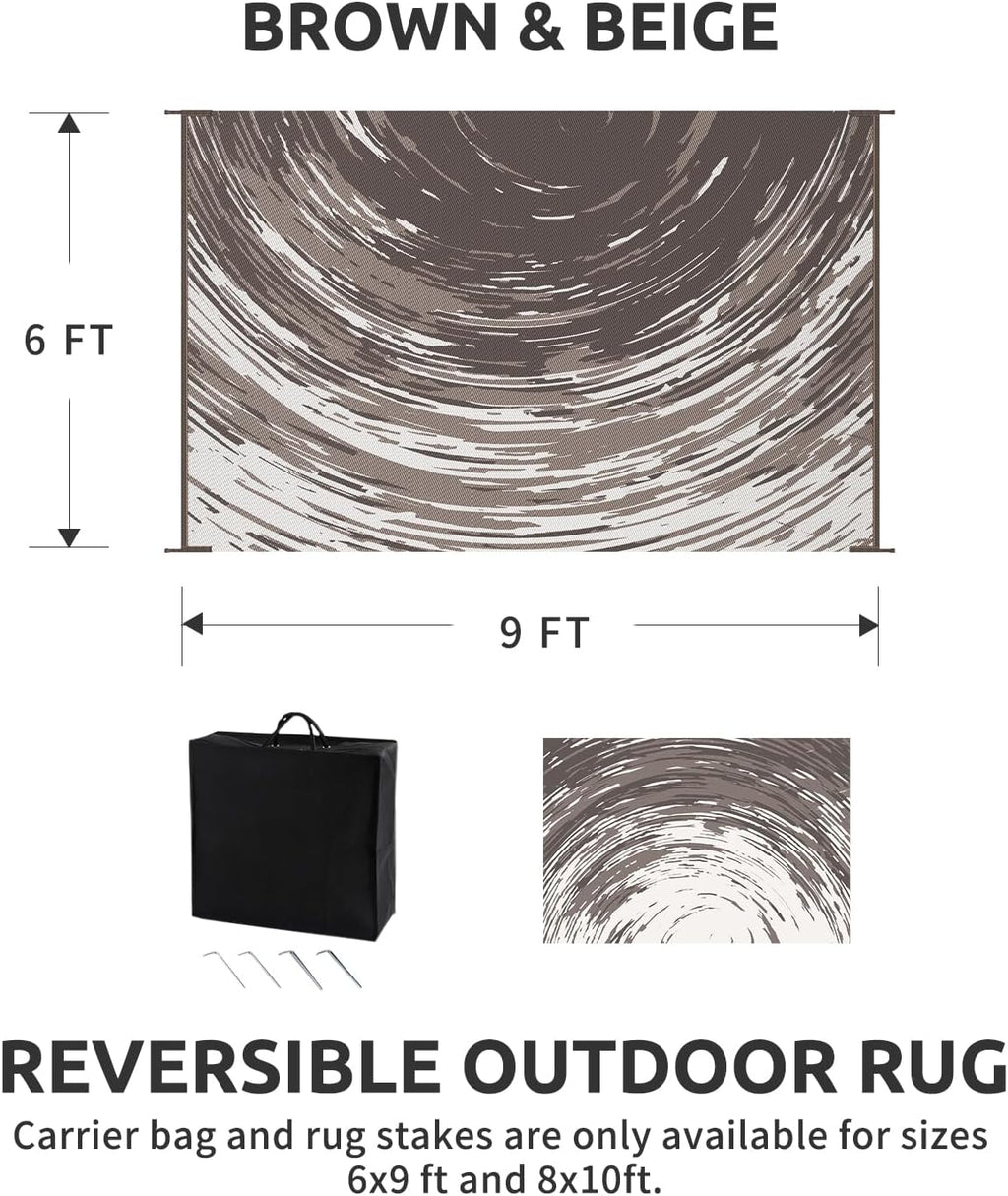 COCOER Modern Outdoor Rug 6x9 Reversible-Waterproof Outdoor Patio Rug-Quick Dry Outdoor Area Rugs Indoor Outdoor Rugs-Outside Rug Patio Decor for Porch Deck Balcony Backyard