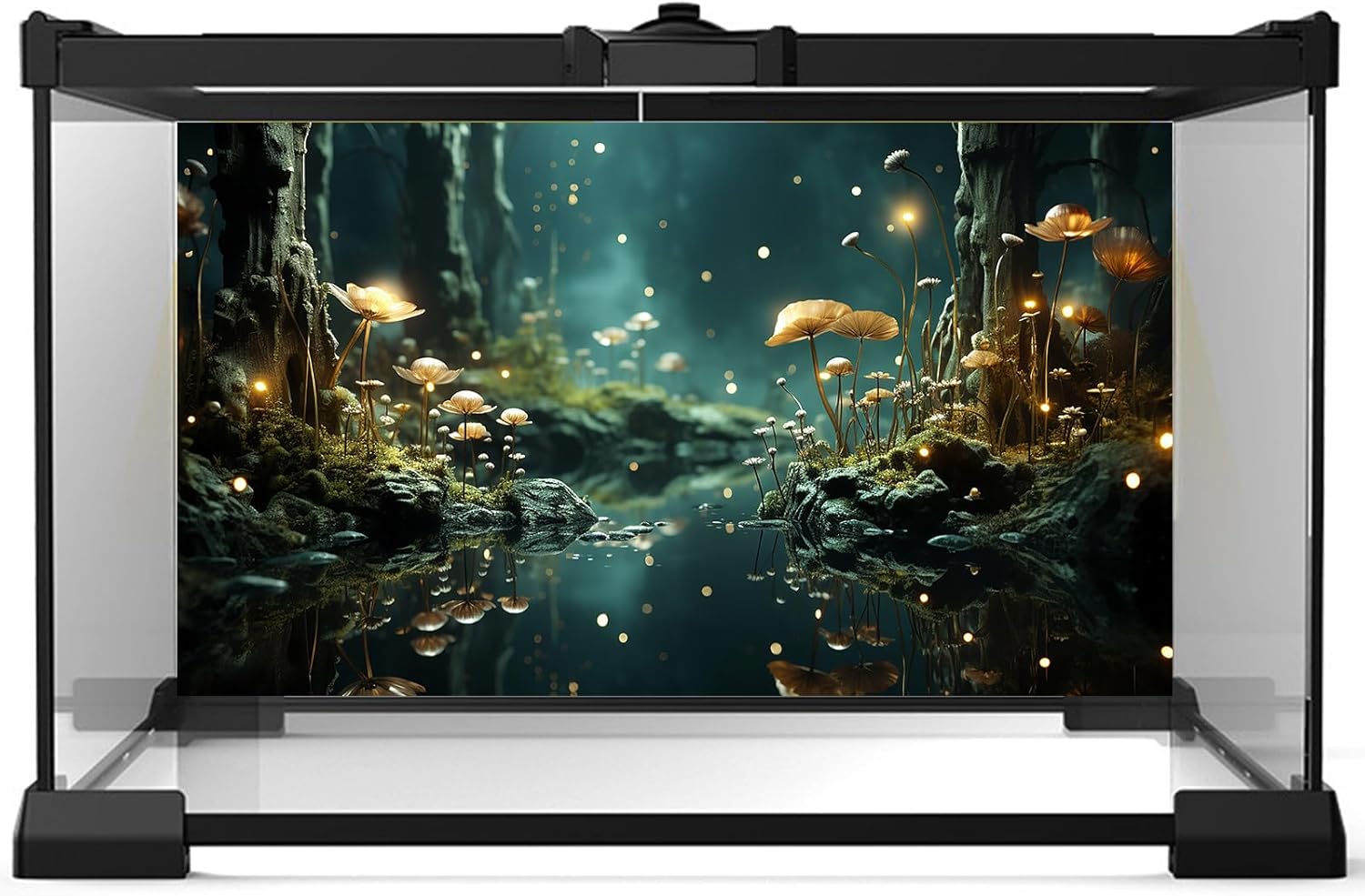 Fantasy Aquarium Background Rock Flowers Tranquil Water Scene Terrarium Backdrop Fantasy Lights Fish Tank Background Reptile Habitat Backdrop Aquarium Poster Wallpaper Decor Vinyl 24x12in