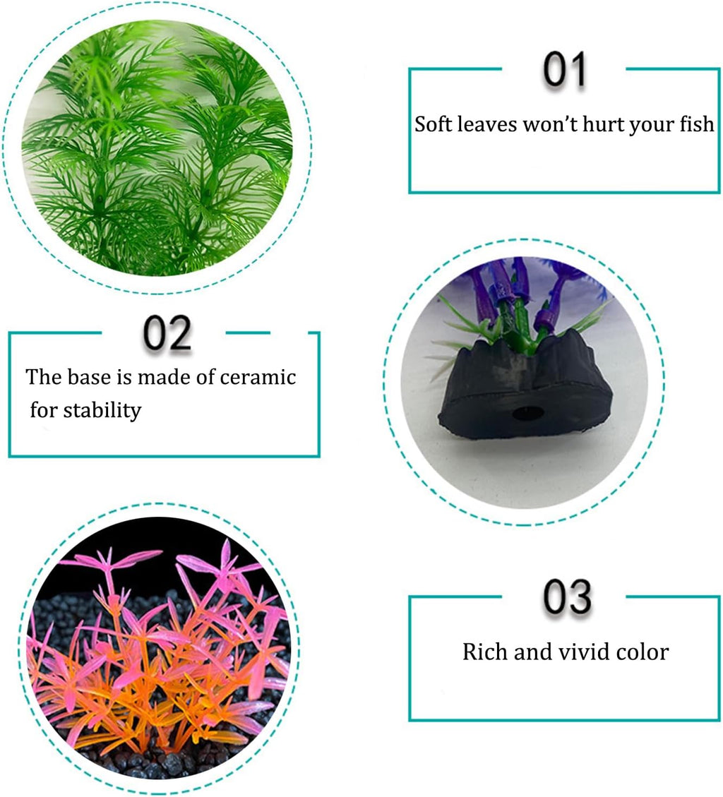 11 Pieces Colorful Artificial Fish Tank Decorations, Aquarium Decorations Fish Tank Purple Artificial Plastic Plants, Small to Large (4-8Inch)
