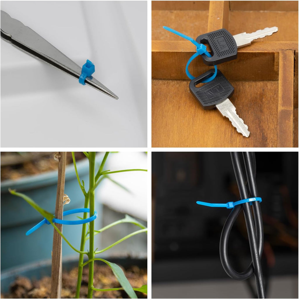 8 Inch Blue Zip Tie 1000 PCS, 40 Lbs - Small to Medium Zip Tie, Nylon PA66 UV Resistant Cable Tie Heavy Duty for Indoor and Outdoor Use - Ideal for bundling and securing objects