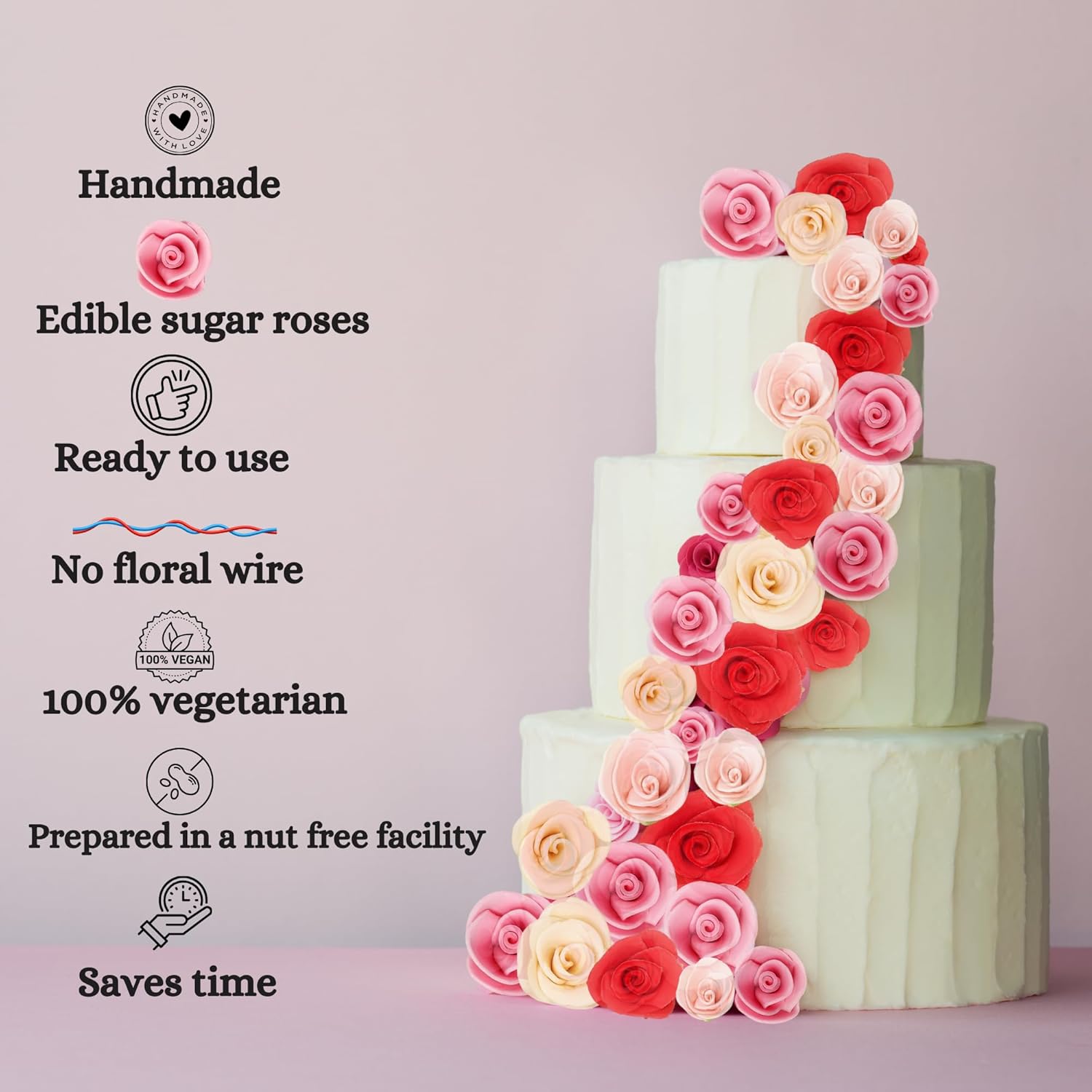 Confect Edible Flower | Edible Flower for cake decorations | Edible Flower Cupcake Toppers | Cupcakes & Doughnut Edible Toppers | Edible Neon Pink Flower- Vegan, Gluten-Free, Soy-Free, Dairy-Free, Palm Oil-Free -Pack of 12