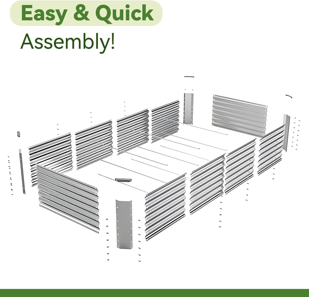 6x3x1ft Rectangle Galvanized Raised Garden Beds kit，Large-Capacity Metal Planter Garden Box Outdoor,Metal Garden Bed for Vegetables，Flower，Fruits，Steel Raised Beds for Backyard Gardening