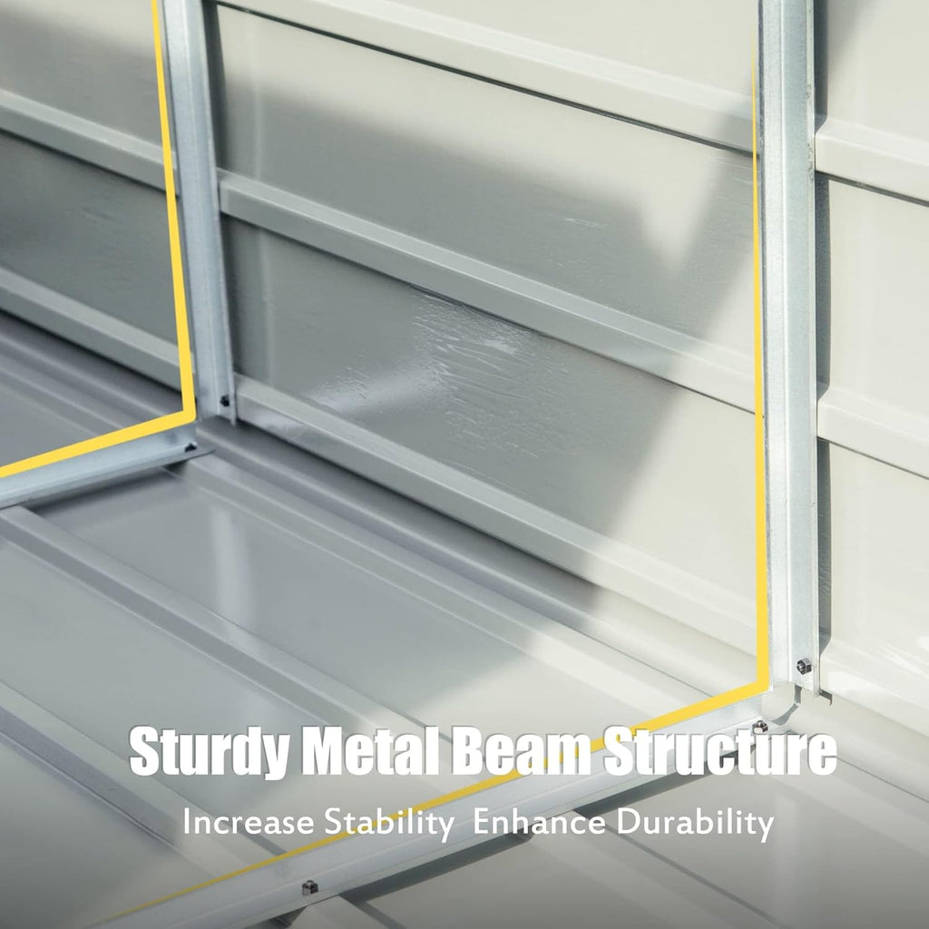 Domi Outdoor Storage Shed 6.5’ x 4.2’, Metal Garden Shed with Galvanized Steel Frame for Bike, Tools, Lawn Mowers, Outdoor Storage Cabinet with Lockable Door for Garden Lawn Patio (Dark Grey)