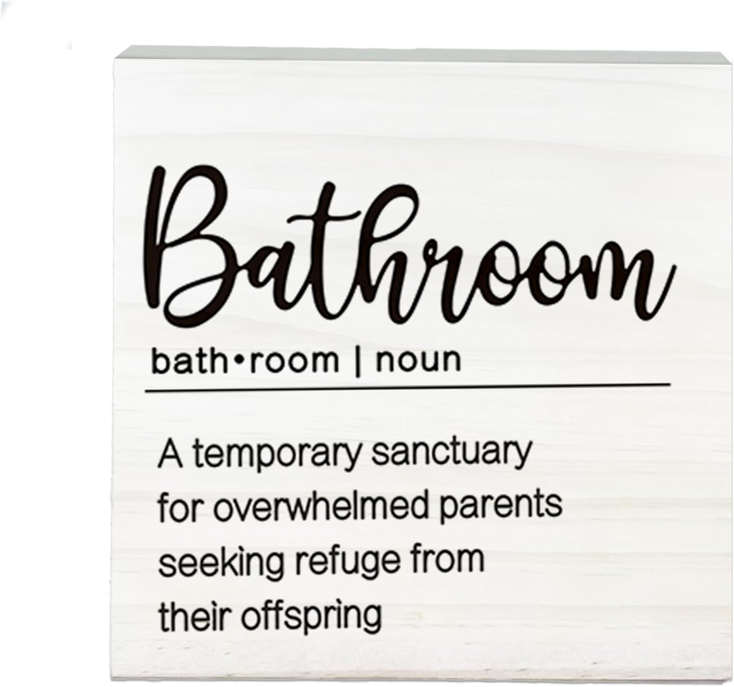 A Temporary Sanctuary For Overwhelmed Parents Wooden Sign - Funny White Block Plaque Desk Decoration-5x5 inches Rustic Wood Block Gifts For Friends Family-Bathroom Tabletop Favors & Supplies-A02