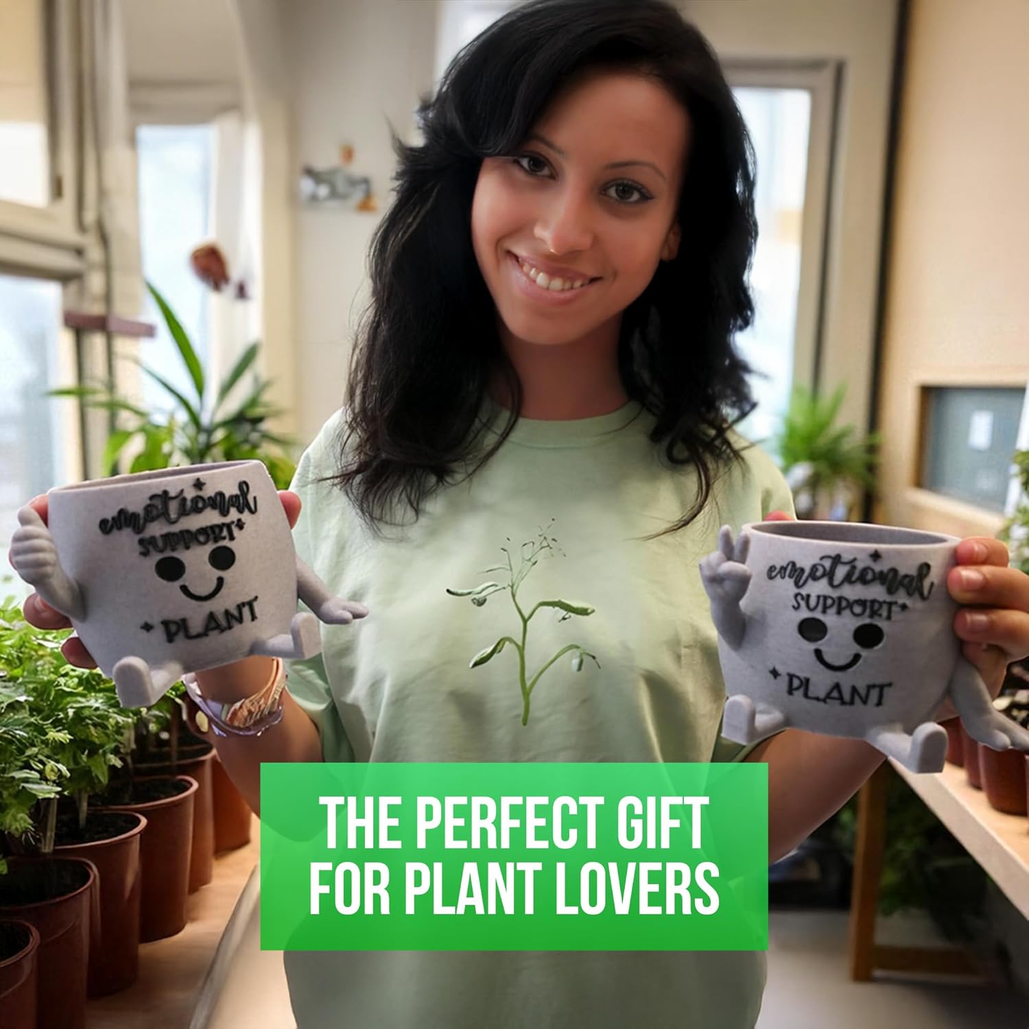 Funny Face Indoor Head Planter Pot, 3D Printed, Unique Small Succulent Flower Pot, Cute Cactus Planter, Indoor Home Decor, Office Desk Plant Pot, Novelty Gardening Gift Set