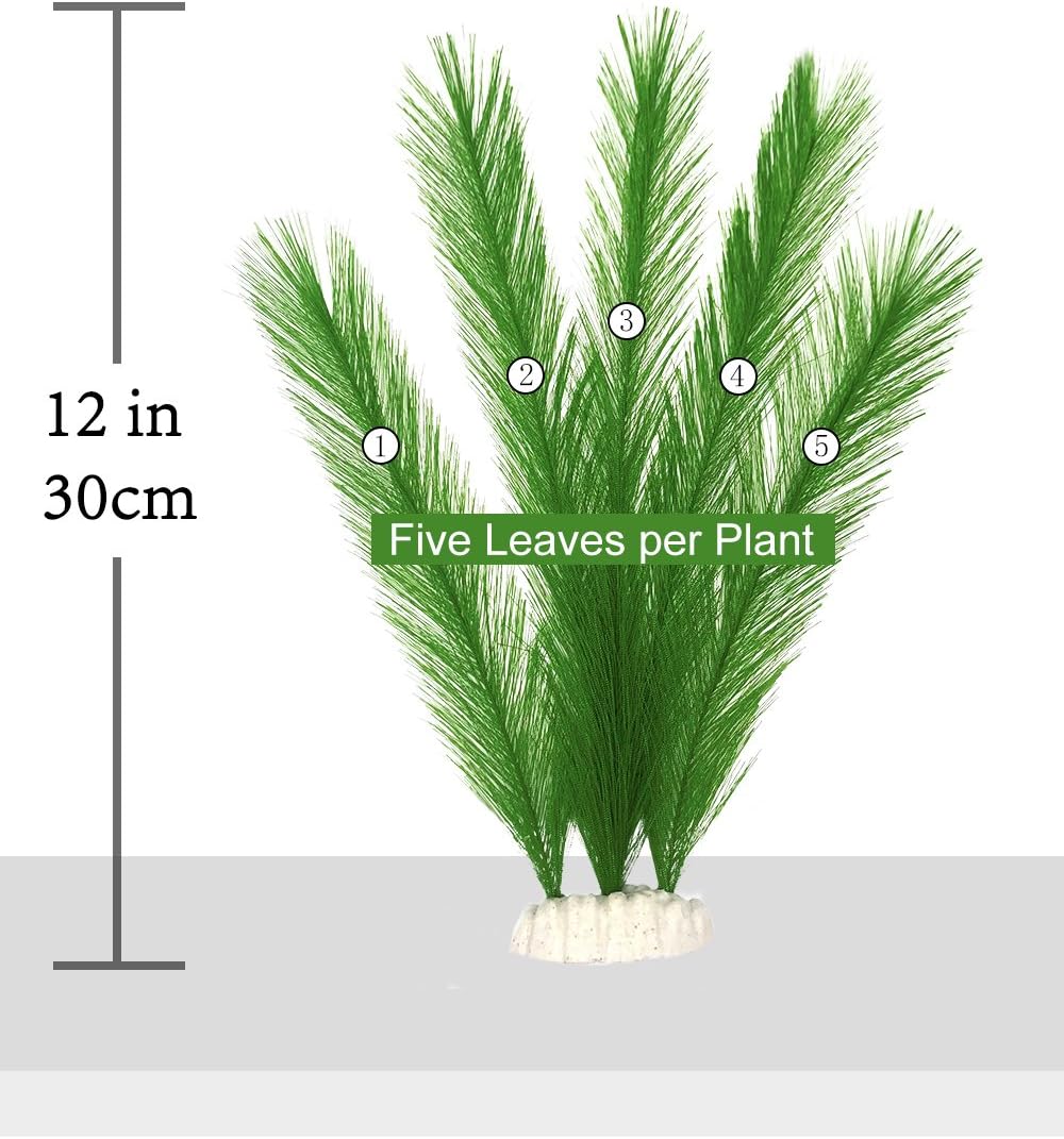 BEGONDIS Aquarium Decorations 3Pcs Fish Tank Artificial Green Water Plants Made of Silk Fabrics Plastic