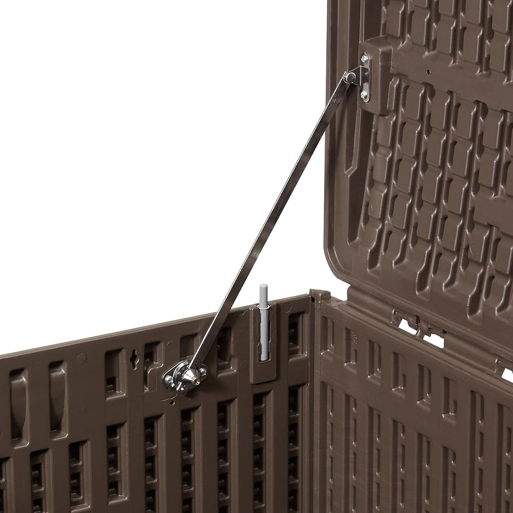 Amazon Basics Outdoor Organization & Storage Deck Box with Lid, 99 Gallon, Brown