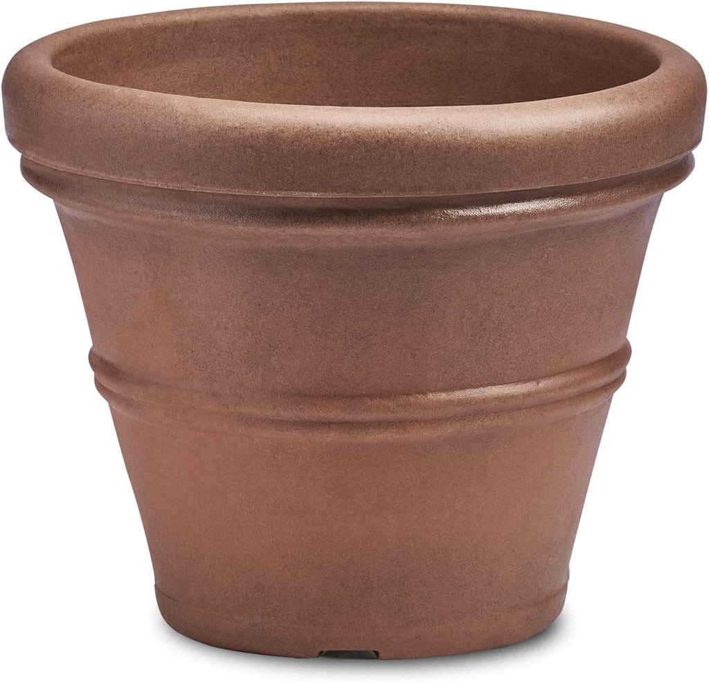Crescent Garden Brunello Planter, Classic Rolled-Rim Plant Pot, 16-Inch (Rust)