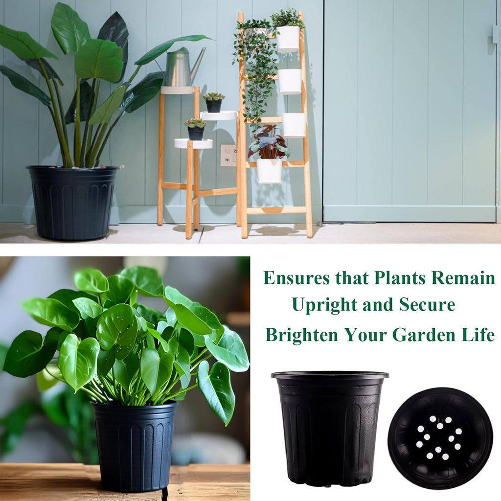25 Pack 3 Gallon Flexible Plant Nursery Pots Plastic Seedling Starting Pots with Drainage Holes Soft Flower Pots Plant Container with Plant Labels, Black