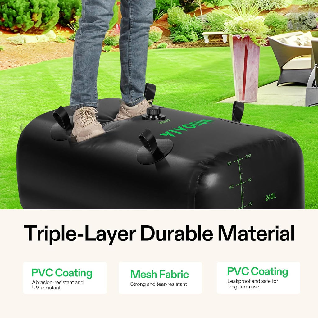 VIVOSUN 240 L/64 Gal Water Bladder, Foldable and Portable Water Storage Bag for RV, Camping, Garden Watering, Agricultural Irrigation, Drought Resistance, Firefighting