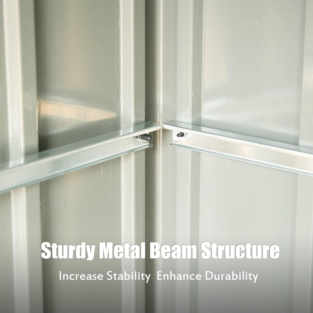 Domi Outdoor Storage Shed 6' x 4.5’, Metal Garden Shed with Galvanized Steel Frame for Bike, Tools, Lawn Mowers, Pool Toys, Outdoor Storage Cabinet with Lockable Door for Garden Lawn Patio (Dark Grey)