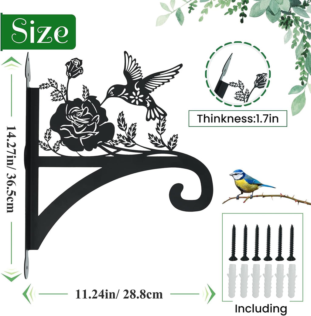 Hanging Plant Hanger Bracket Plant Hooks for Hanging Baskets Heavy Duty Decorative Hummingbird Silhouette Wall Mounted Hanging Plant Hangers Outdoor for Flower Pot Bird Feeder Wind Chimes