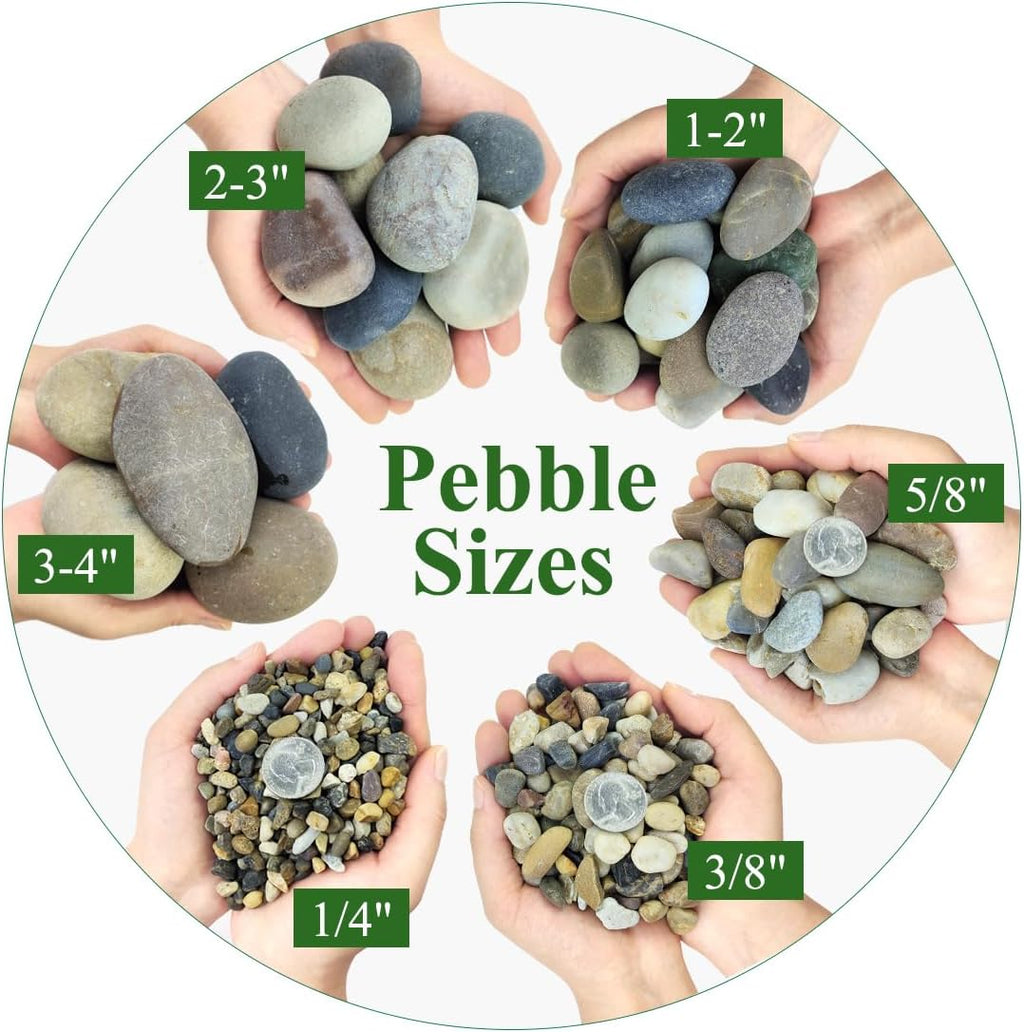 2lbs Aquarium Rocks, 5/8" Natural Mixed Pebbles for Plants Decorative Polished River Rocks for Fish Tank, Landscaping, Gardening, Flower Pots, Vase Fillers, Indoor Water Fountains,