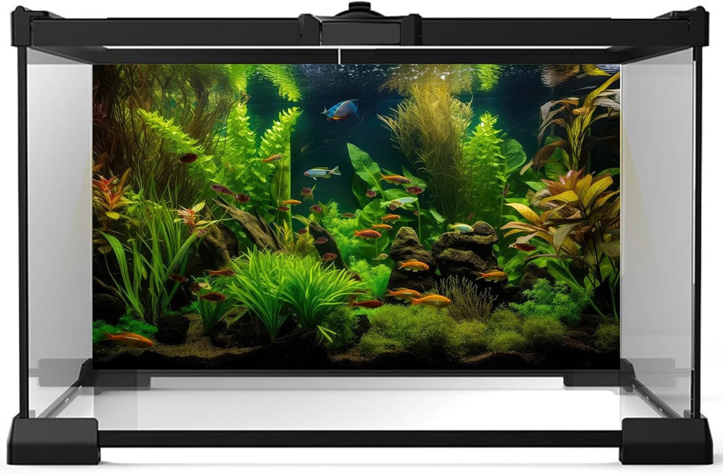 Aquarium Background Tropical Freshwater Colorful Fish Plants Fish Tank Background Tranquil Under The Sea Aquatic Plants Cork Redwood Root Lush Green Moss Reptile Tank Terrarium Background 24x12in