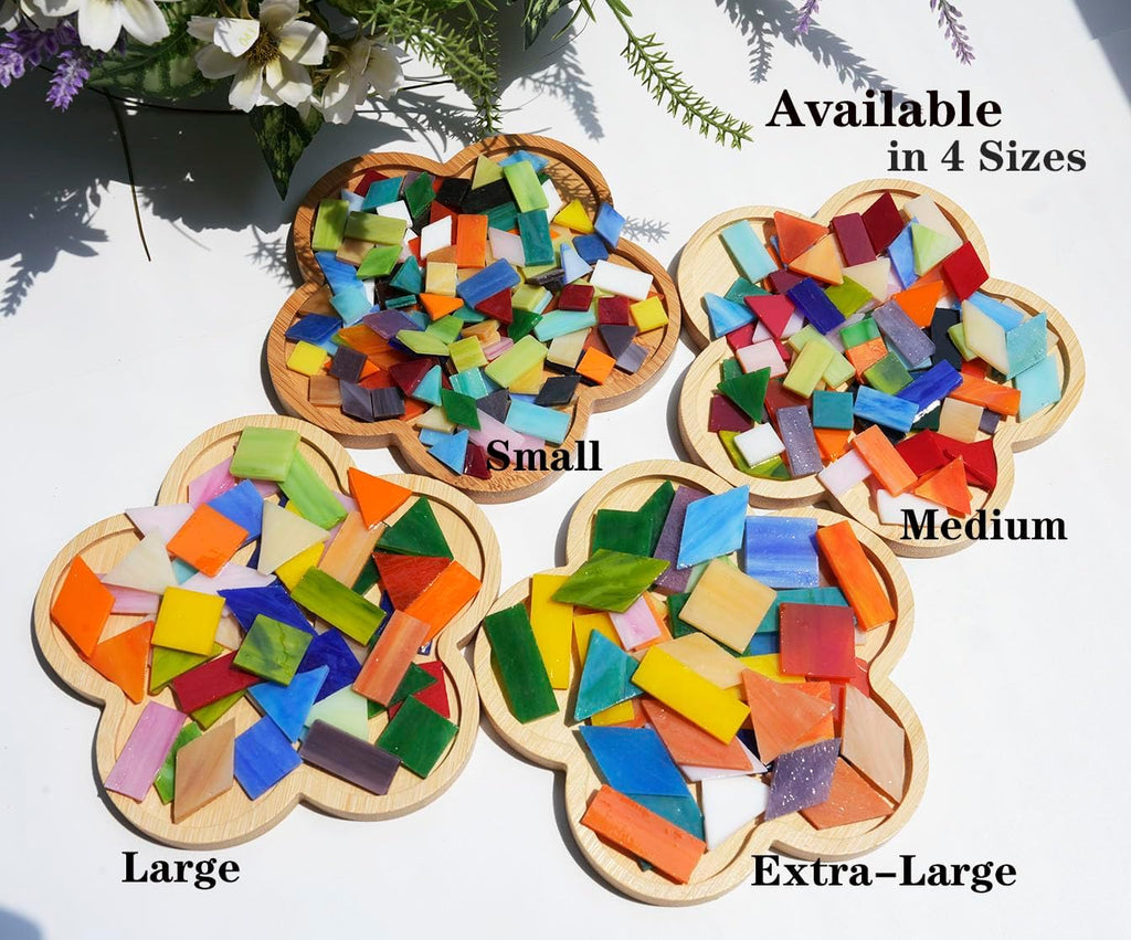 Lanyani Large Glass Tiles for Mosaic Crafts, 1.3 Pounds/250 Pieces Bright Opaque Stained Glass Tiles, Colorful Mosaic Tiles Pieces for Mosaic DIY Hobbies Home Decor, Versatile 4 Shapes Mixed