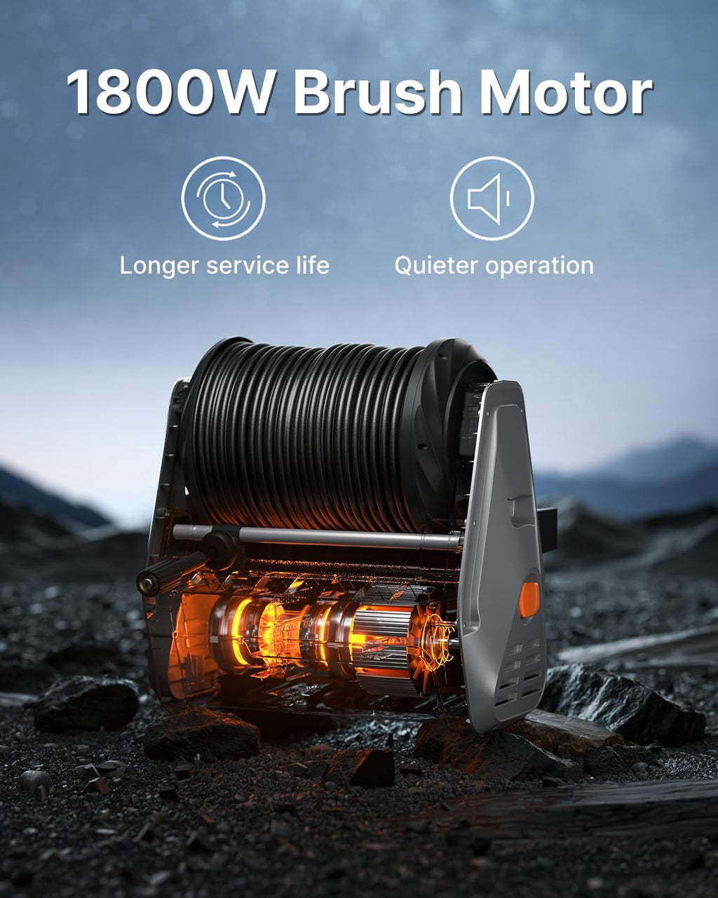 Giraffe Tools Wall Mounted Pressure Washer G30 with Upgraded 1800W Motor, Max 2900 PSI, 2.2 GPM Electric Power Washer with 100ft Retractable Black Pressure Hose, Automatic Rewind, Light Silver