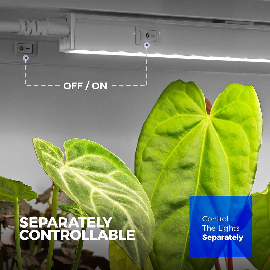 Barrina T5 Grow Lights for Indoor Plants, 3FT 128W (8 X 16W) Full Spectrum Grow Light with Separate Switch, Linkable Grow Lamp, Indoor Plant Lights for Growth, Plug and Play, 5000K, 8 Packs