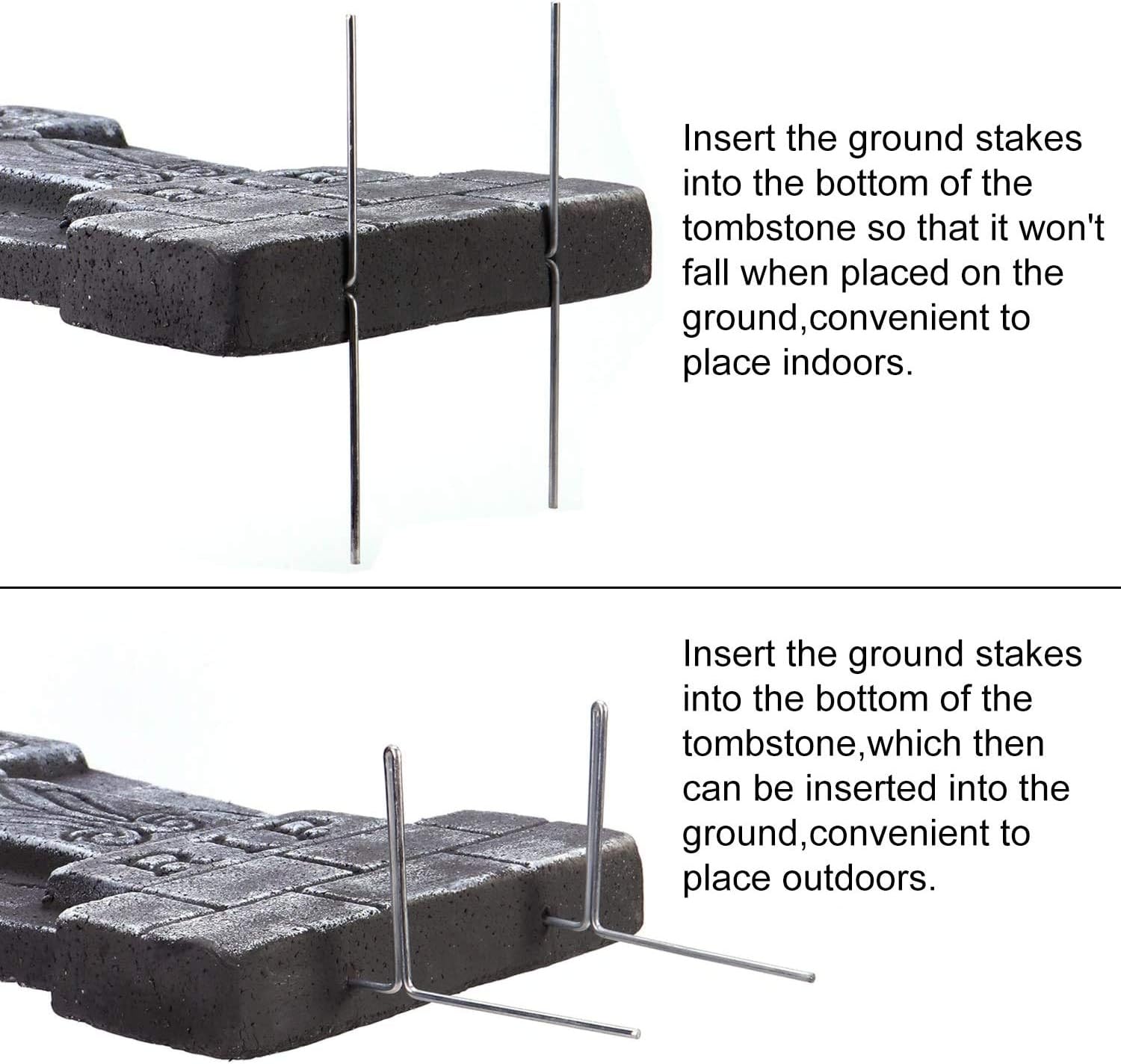 17” Halloween Foam RIP Graveyard Tombstones, 5 Pack Tombstone with 10 Metal Stakes for Halloween Decorations