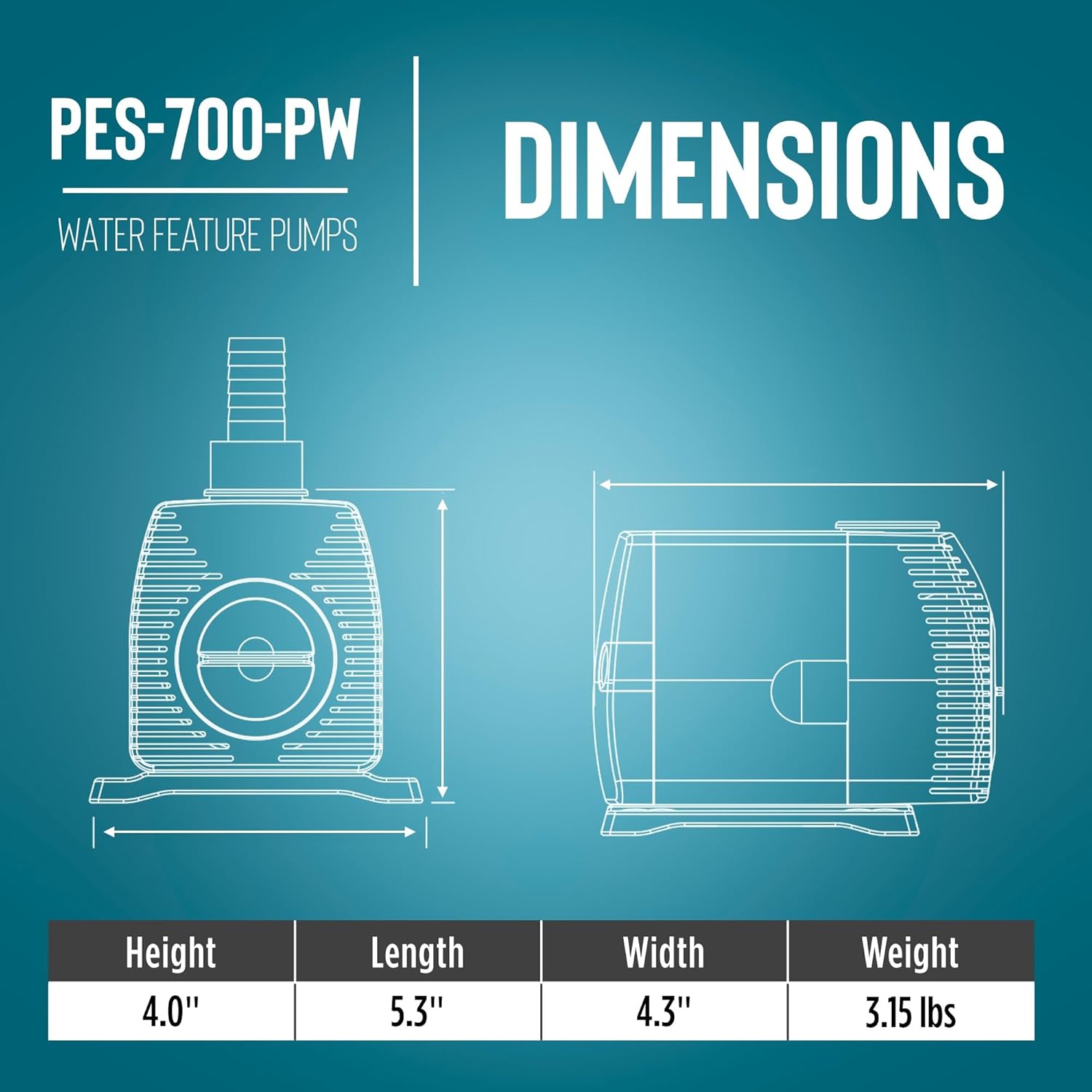 Little Giant PES-700-PW 115-Volt, 725 GPH Magnetic Drive Fountain/Pond Pump with 15-Ft. Cord, Black, 566720