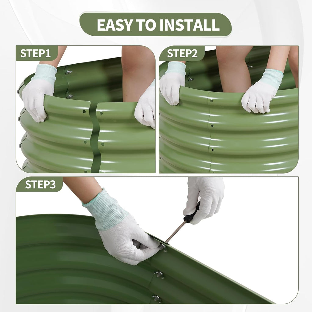 Galvanized Raised Garden Bed Outdoor- 2 Pcs Raised Beds for Gardening| Metal Planter Box, Steel Raised Garden Bed Kit with Gloves for Vegetables, Flower, Herbs (4x2x1FT, Green)