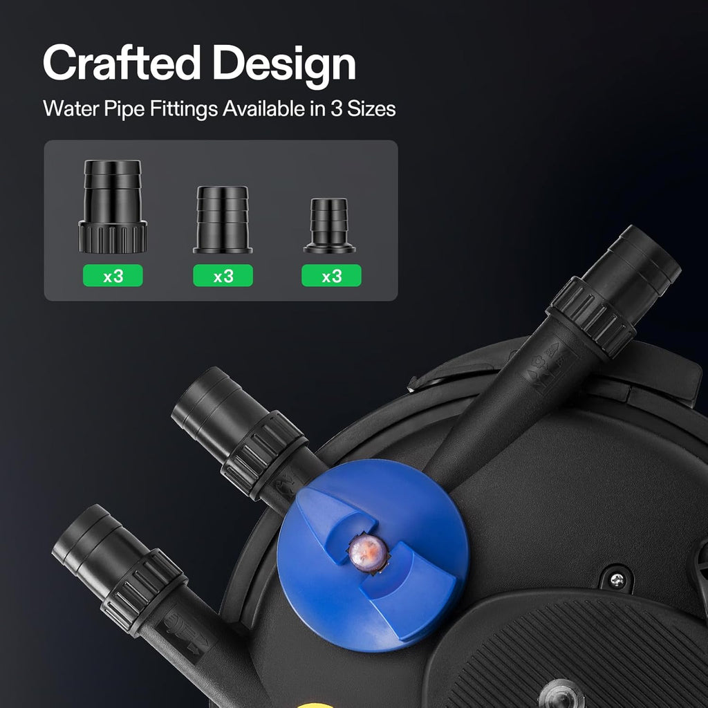 Bio Pressure Pond Filter, with 13W UV-C Light, 1580 GPH Suitable for Koi Ponds up to 800 Gallons or Landscape Pools up to 1600 Gallons