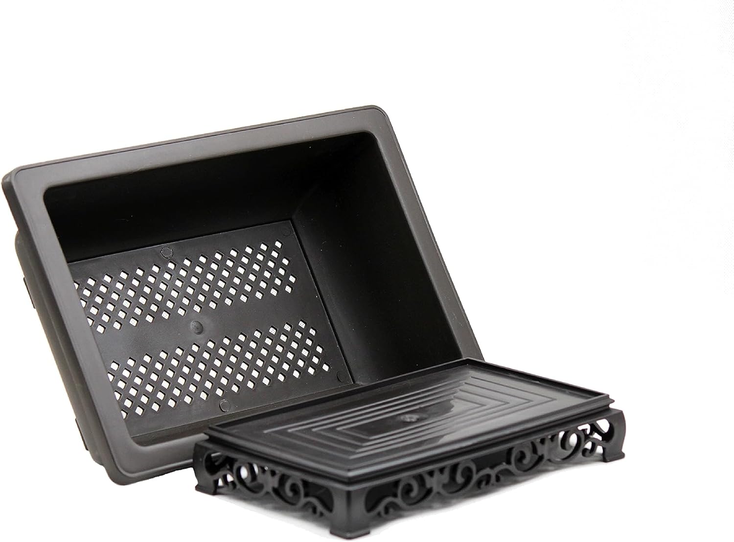 Bonsai Pot – 2-Pack 14 Inch Large Bonsai Training Pot with Eelegant Stand – Rectangular Bonsai Pots with Mesh Drainage – Luxurious Bonsai Tree Pots Indoor Made with Recycled Plastic