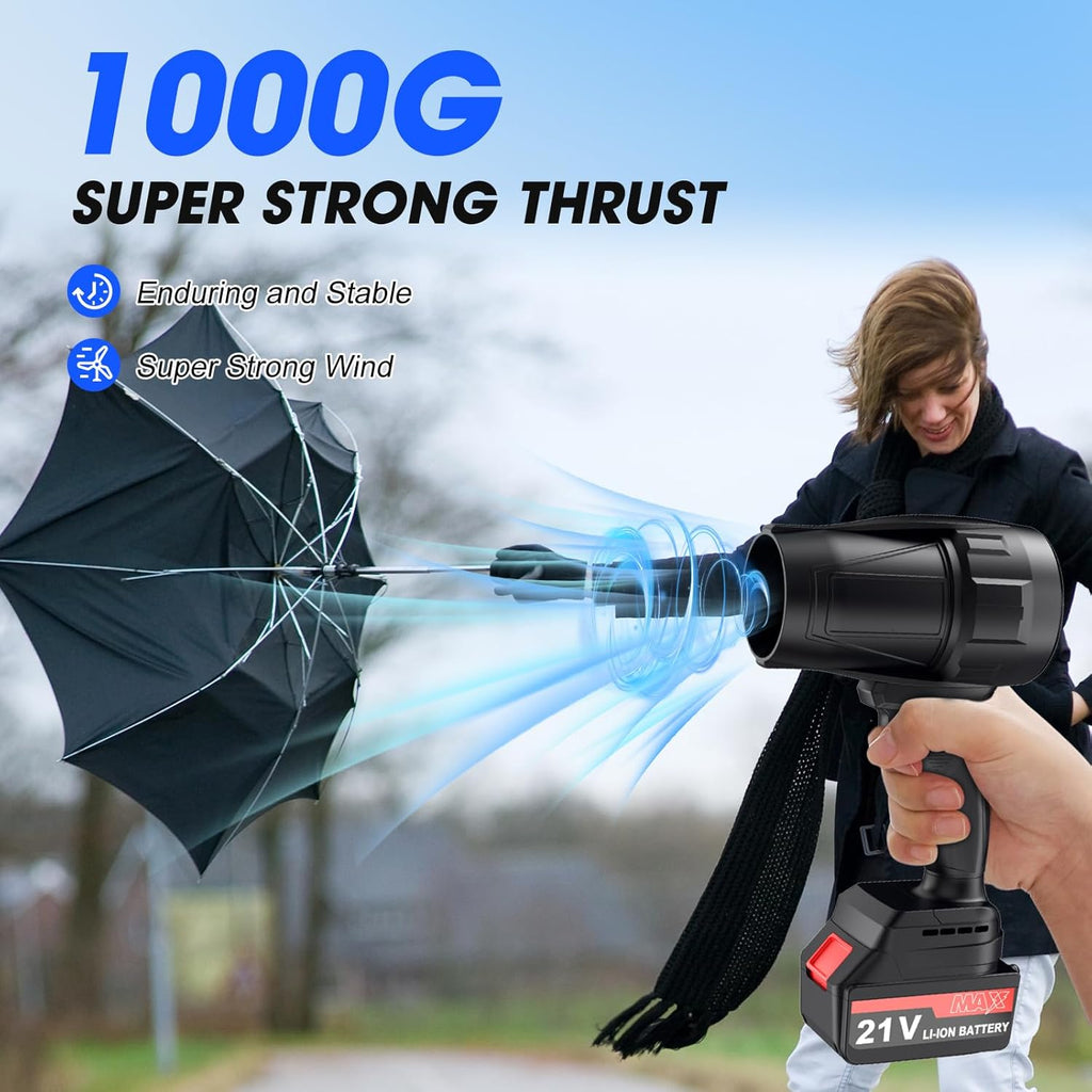 Leaf Blower Cordless with Battery and Charger, Powerful Handheld Air Blower with 2 X 4000mAh Batteries, Turbo Jet Blowers for Lawn Care, Patio Cleaning, Car Drying, Leaves, Dust, Snow