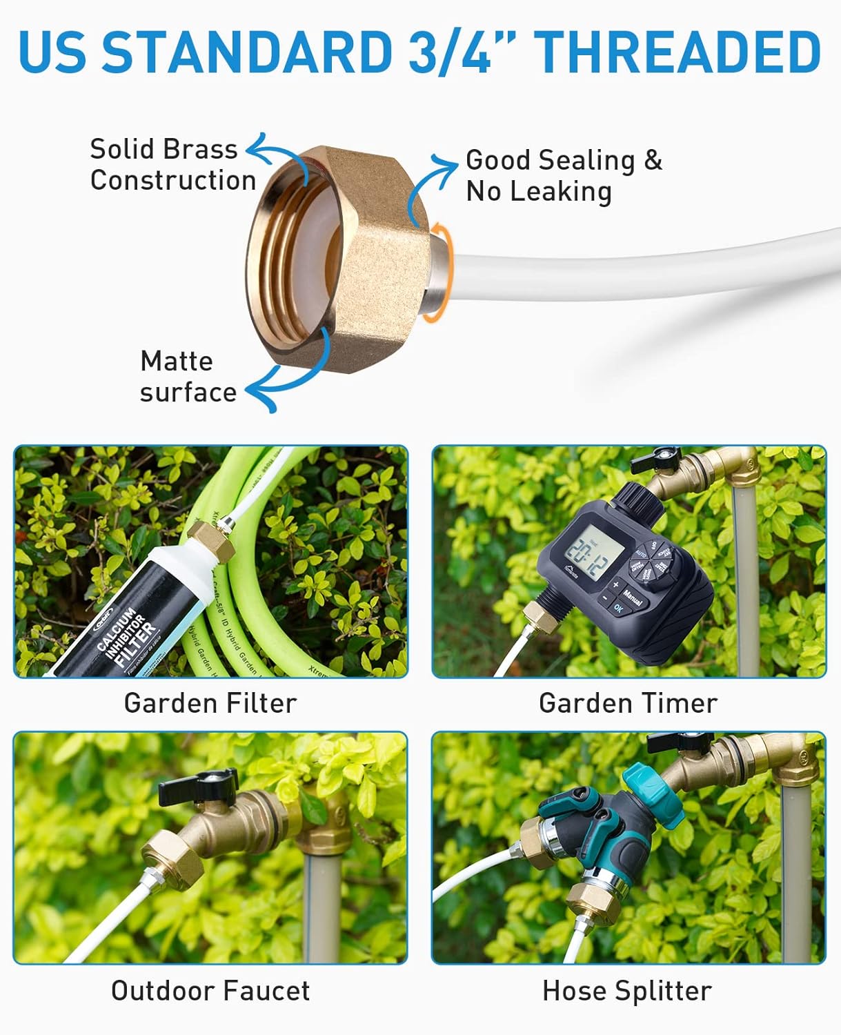 homenote Misting Cooling System, 59FT (18M) Misting Line + 16 Brass Mist Nozzles + Brass Adapter(3/4") Misters for Outside Patio Cooling Garden Greenhouse Watering