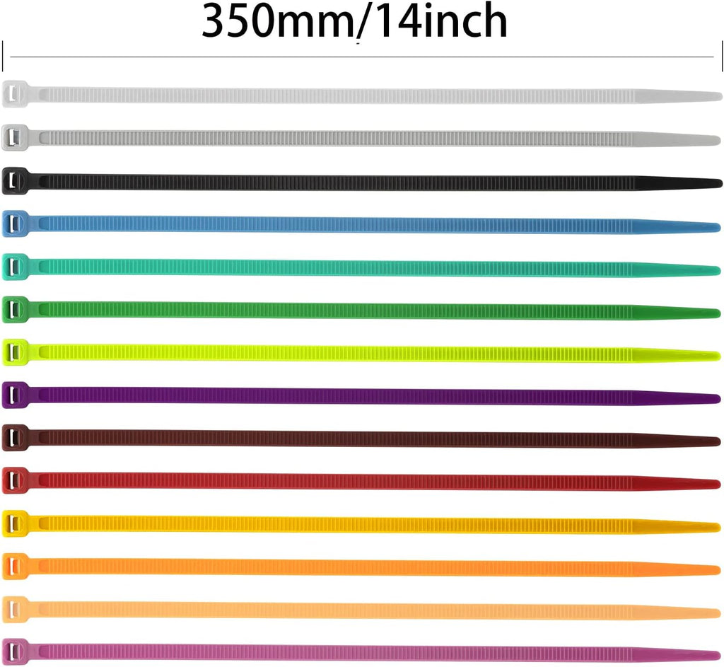 XINGO 100PCS Cable Zip Ties Heavy Duty, Premium Nylon Plastic Wire Ties with 50 Pounds Tensile Strength, Self-Locking Black Nylon Zip Ties for Indoor and Outdoor (14 inch, Yellow)