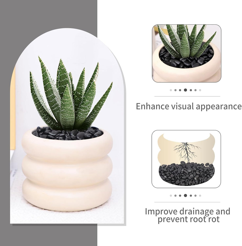 10LB Black Pebbles for Indoor Plants, Vases, Succulent, 3/8 Inch Small Black Rocks for Plants, Polished & Decorative