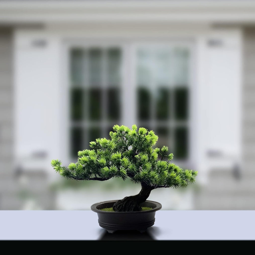 Artificial Plants Greenery Bonsai, Room Decor Fake Bonsai Tree for Home Decor Indoor Bookshelf Office Desk Bathroom Farmhouse Decor, Tall 9.5"
