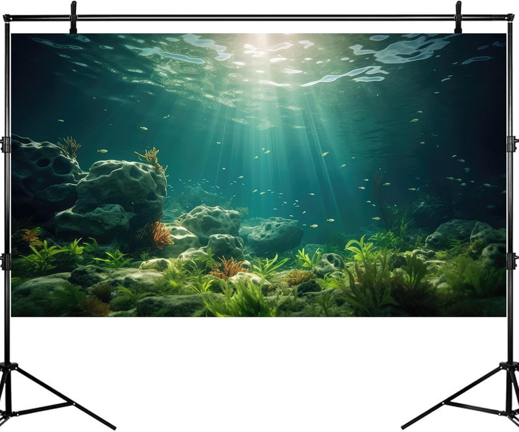 Under The Sea Aquarium Background Deep Sea Aquatic Plants Fish Tank Background Underwater Rock Sunray Terrarium Backgrounds Tropical Fish Deep Ocean Floor Fish Tank Backgrounds 24x12in