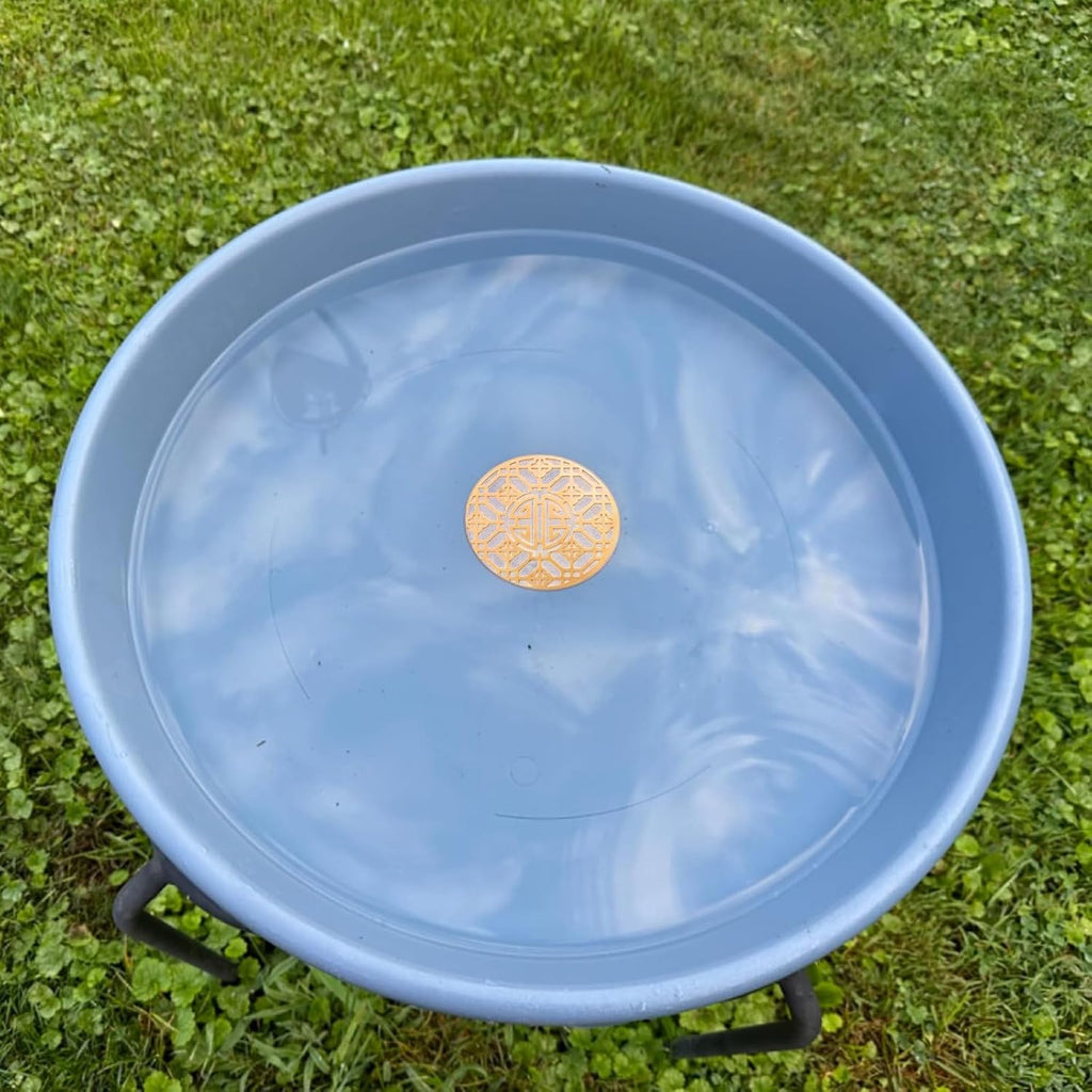 Copper Bird Bath Purification Disk, Water Wiggler for Bird Bath, Bird Bath Copper Disk, 1mm Reinforced 99% Pure Copper Cleaning Disk, Universal Fit for Outdoor Birdbaths, 4 Inch in Diameter (B)