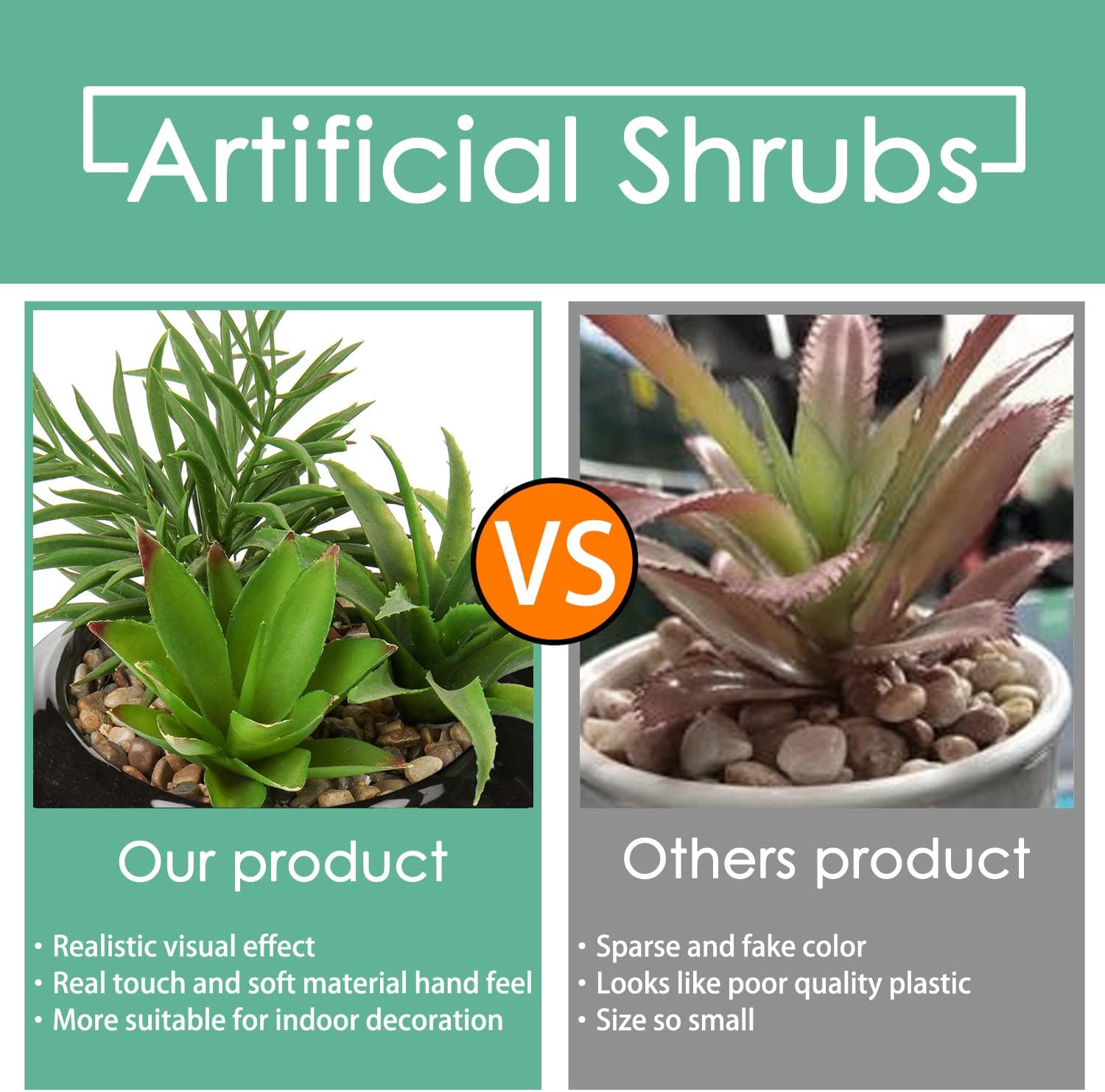 Hollyone Large Artificial Succulents Plants Faux Succulents in Pots Fake Succulent Potted Plants with Black Ceramic Pot for Home Decor Office Desk Bathroom Living Room Indoor & Outdoor Decorations