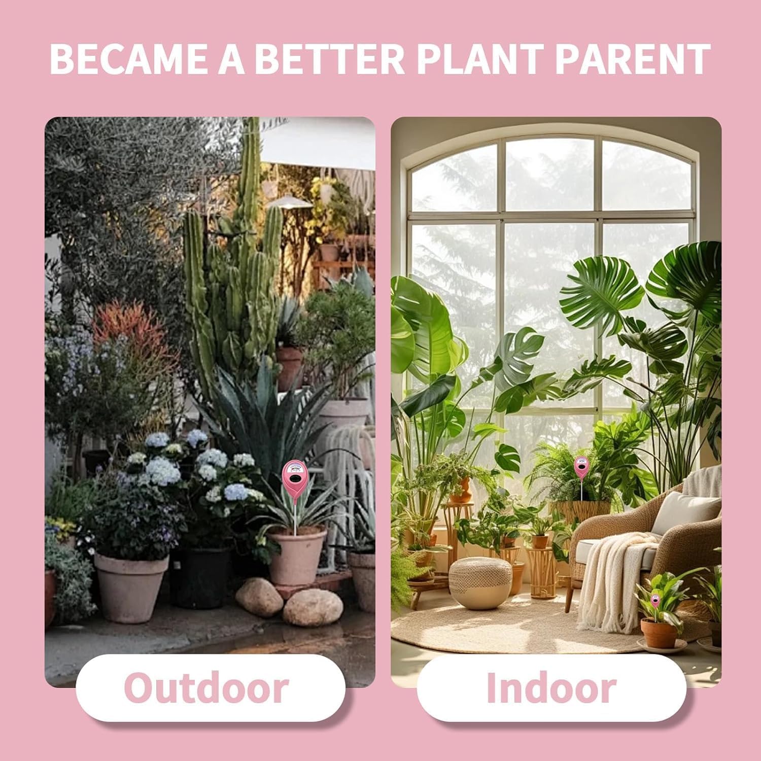 Soil Moisture Meter, Garden Plant Water Meter, Plants Moisture Meter, Lawn Soil Tester, Soil Water Gauge for Potted Plants, Plant Moisture Monitor No Battery Required Free Plant Watering Guide (2)