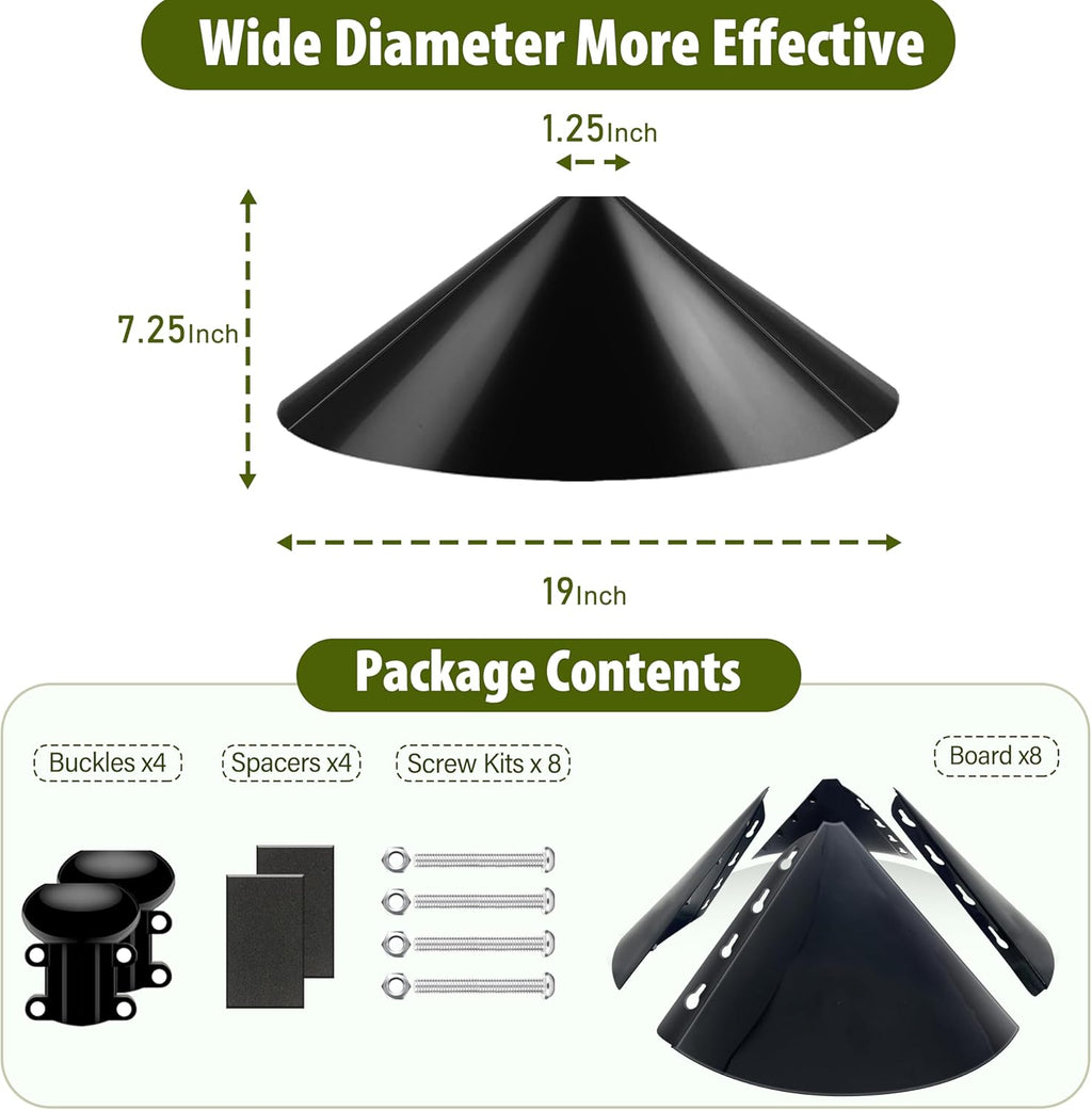19-inch Squirrel Baffle, Squirrel-Proof for Bird Feeder Pole, Birdhouse Baffle for Shepherd's Hook in The Outdoors,(Black 2 Pack)