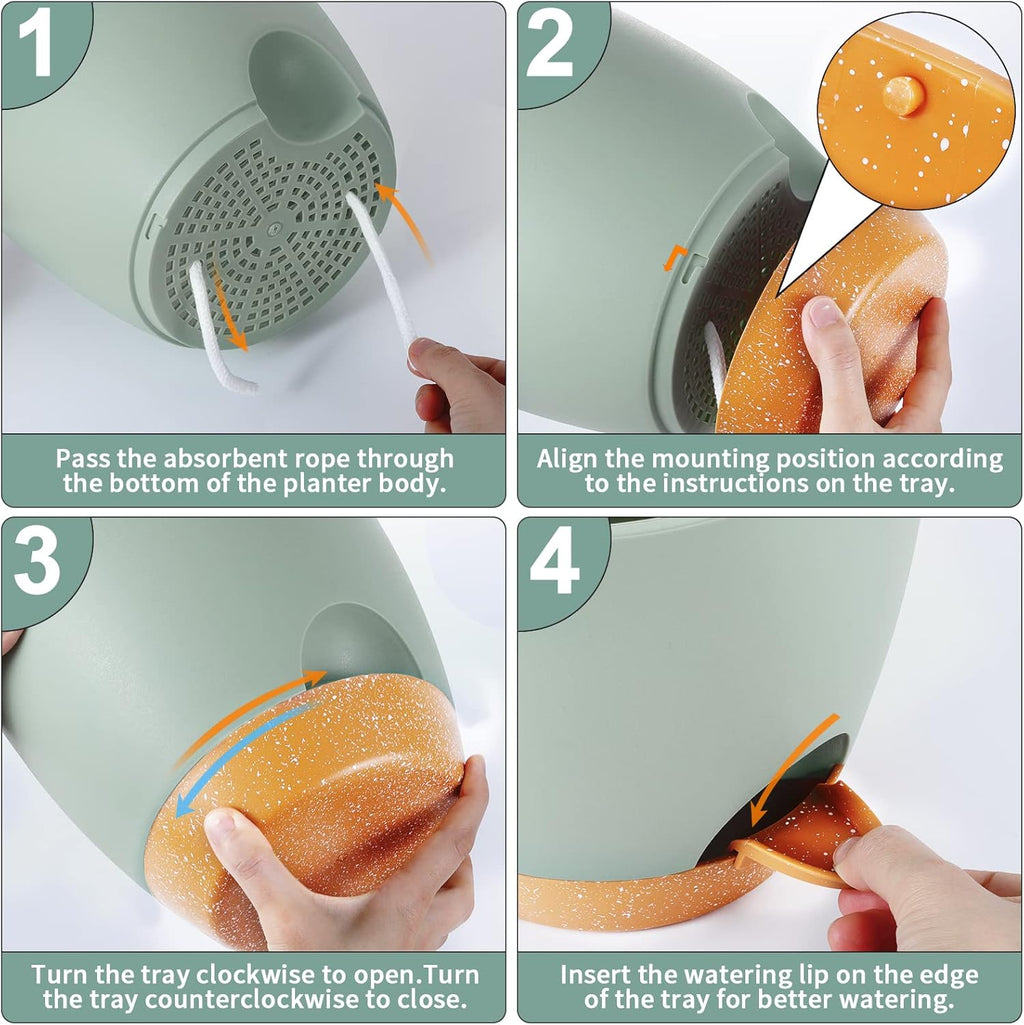 GARDIFE Plant Pots Set of 2 Pack 8 inch,Planters for Indoor Plants with Drainage Holes, Modern Decorative Flower Pots for All House Plants, Flowers, Green